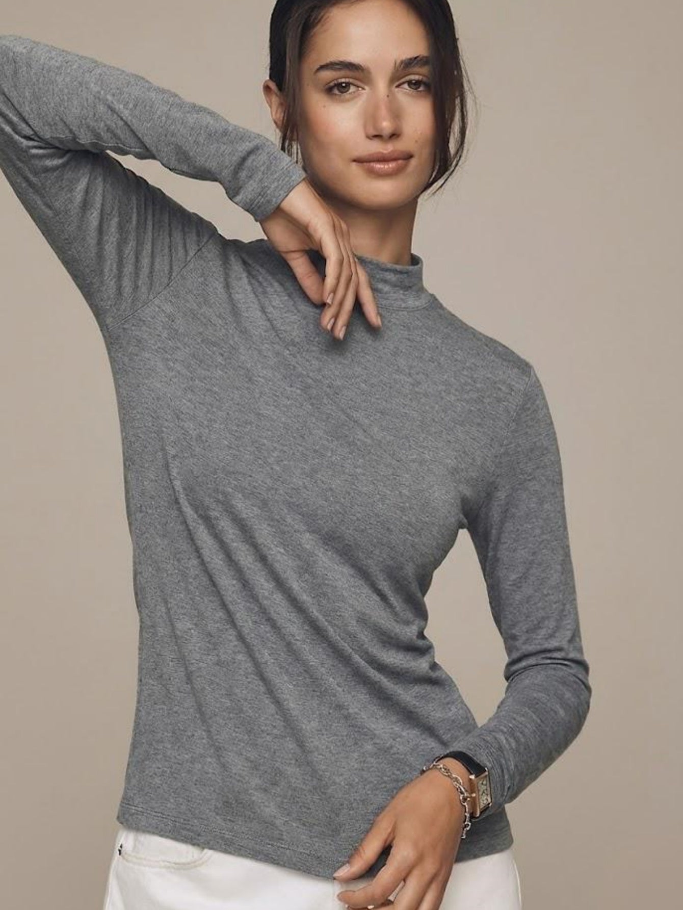 Cashmere blend Mock Neck Knit Top