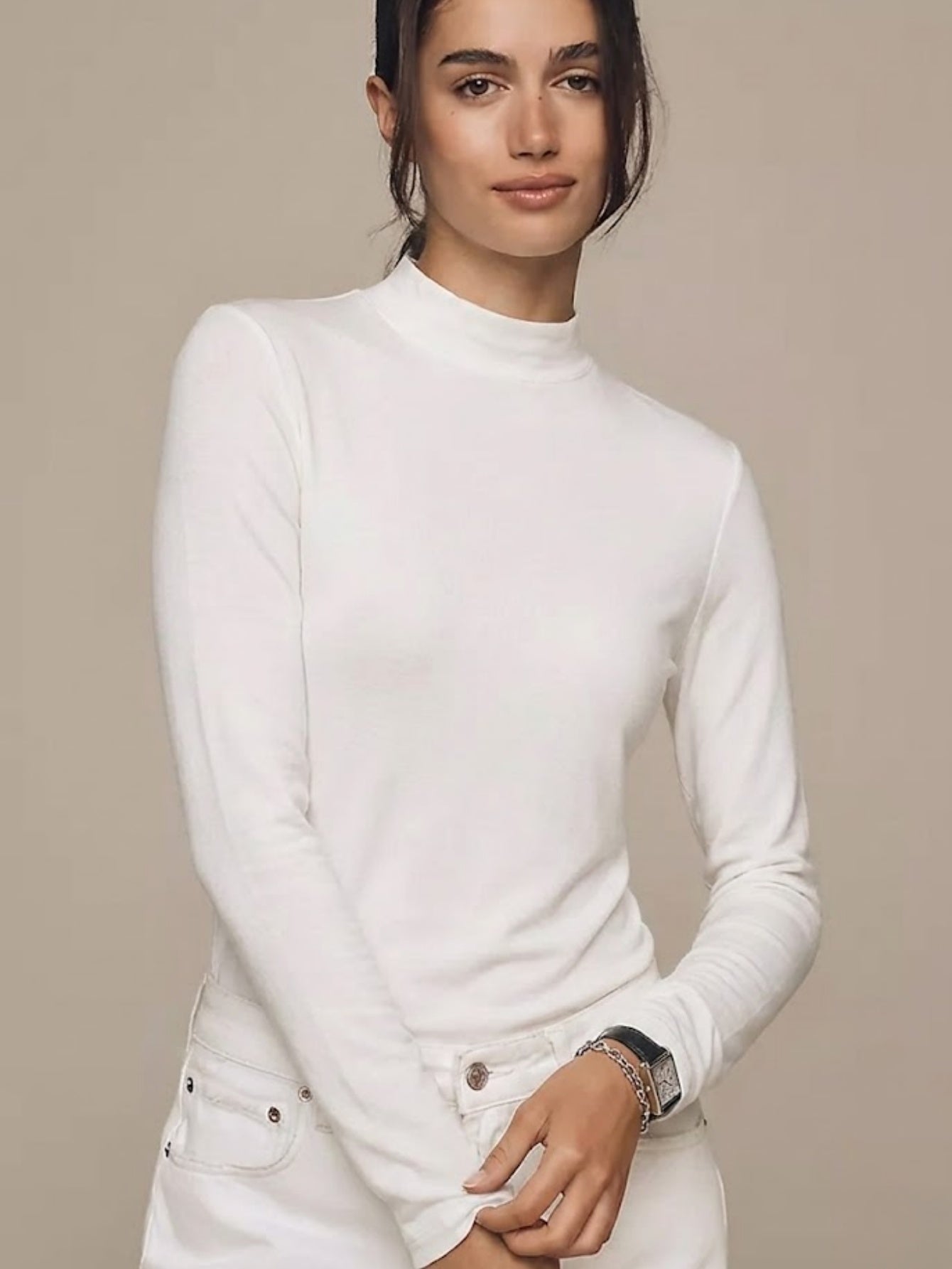 Cashmere blend Mock Neck Knit Top