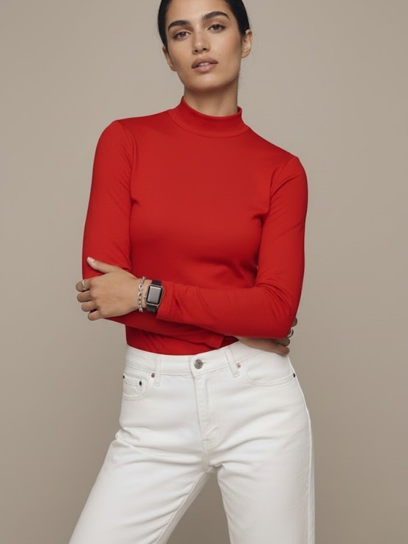 Cashmere blend Mock Neck Knit Top