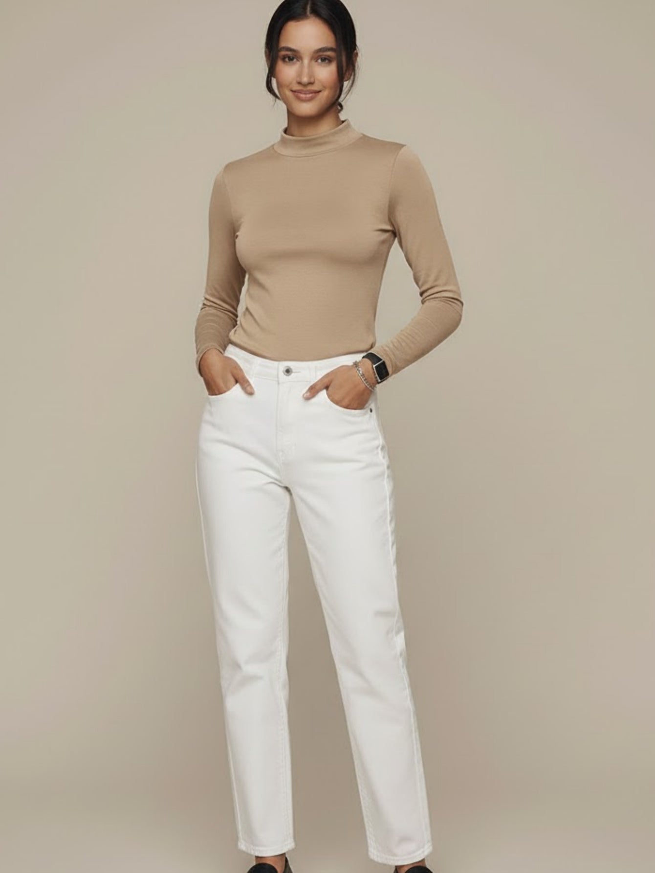 Cashmere blend Mock Neck Knit Top