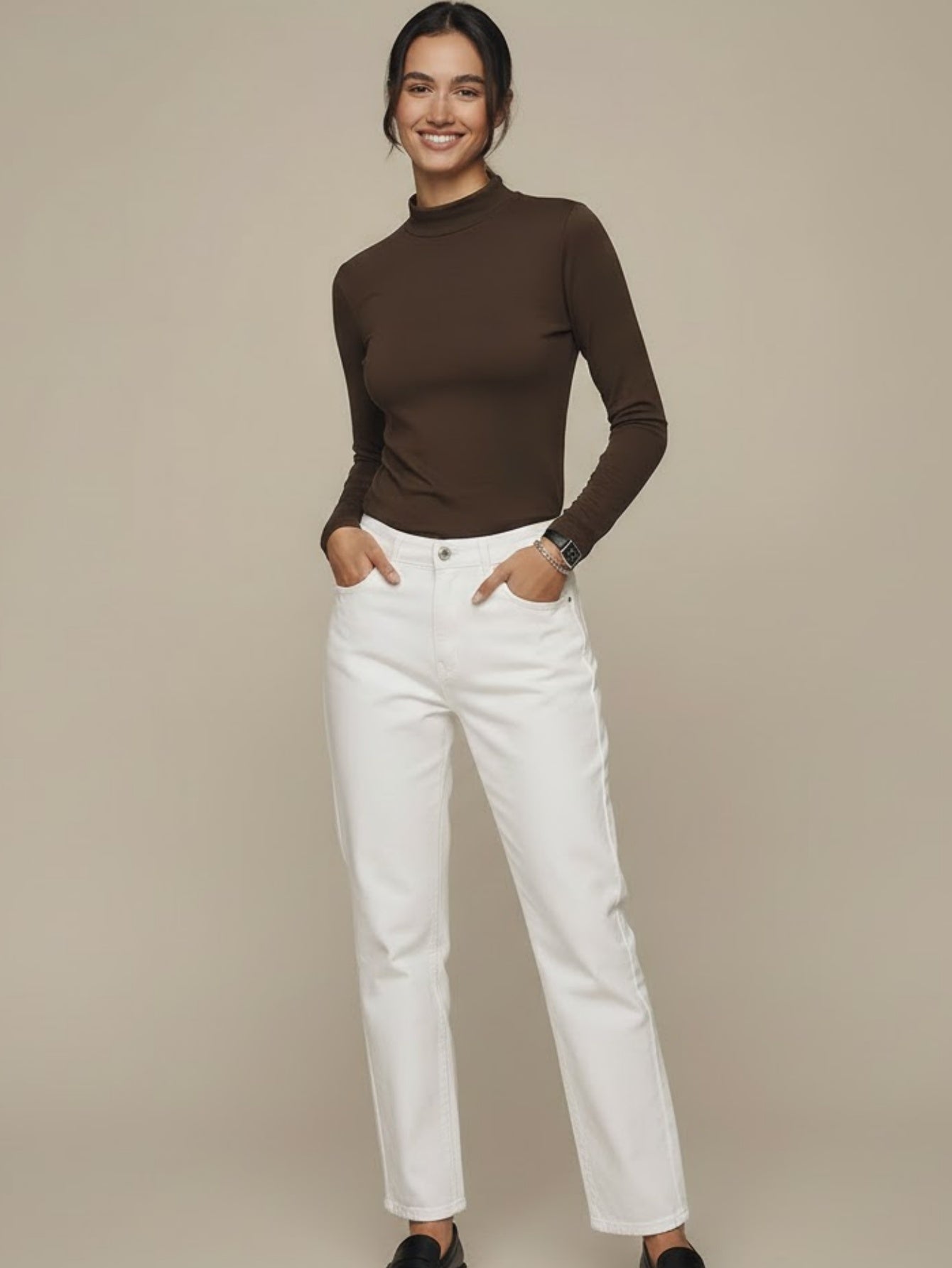 Cashmere blend Mock Neck Knit Top