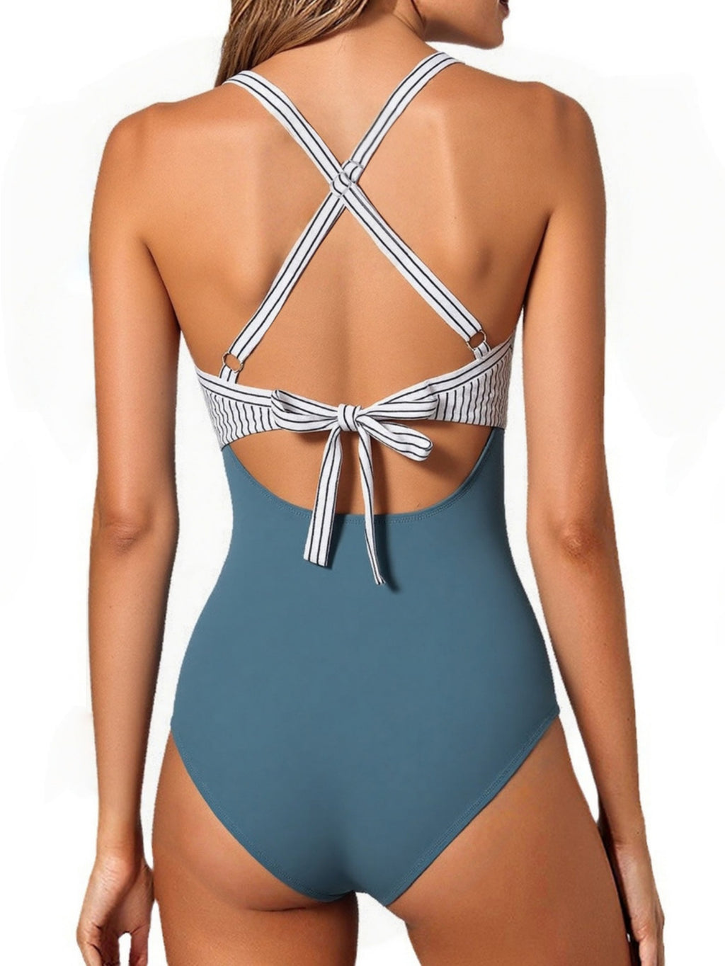 Women's One Piece Swimsuits Tummy Control Cutout High Waisted Bathing Suit Wrap Tie Back 1 Piece Swimsuit
