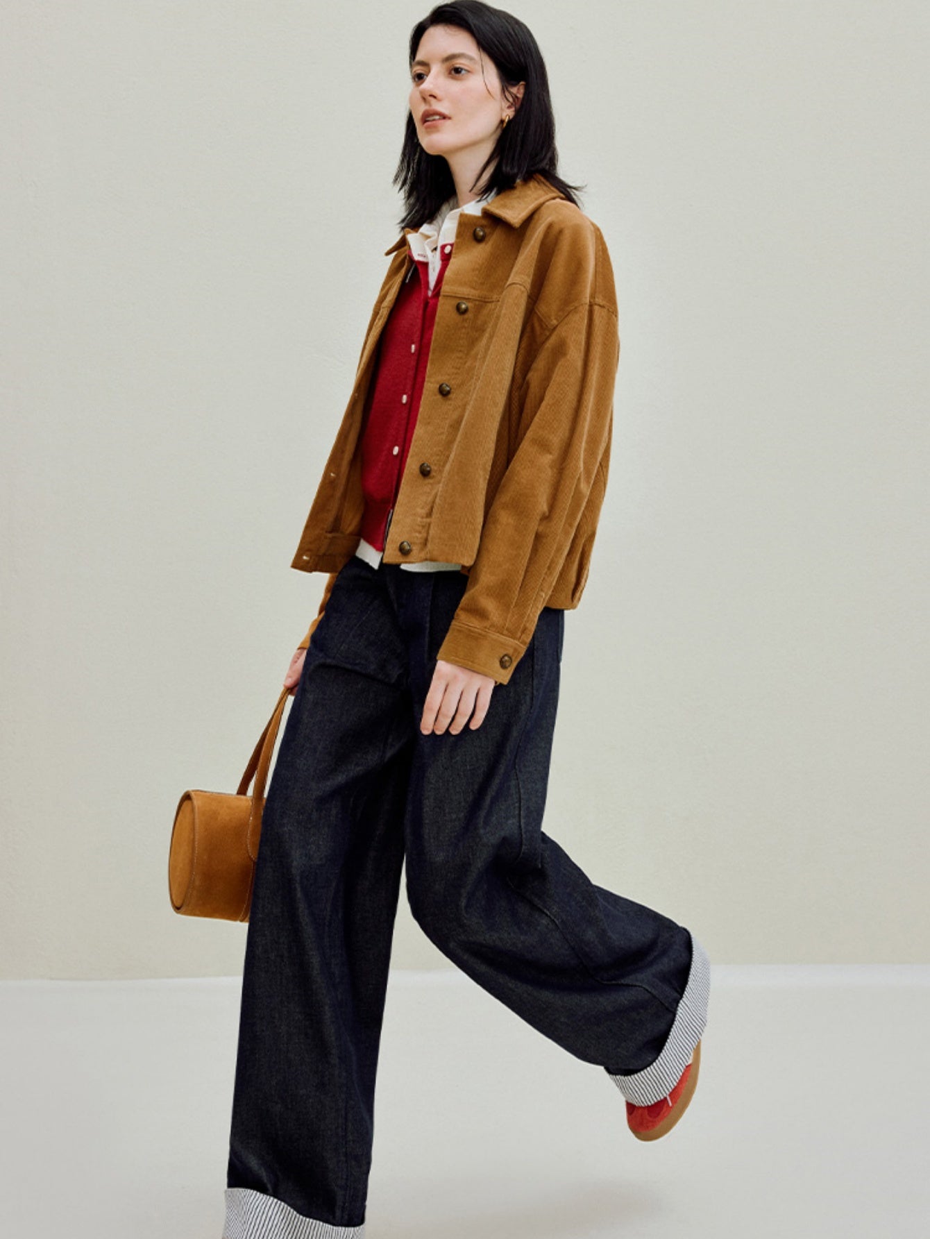 Women's Corduroy Barn Jacket, Vintage Oversized Shacket, Fall Y2K Button-Down Coat