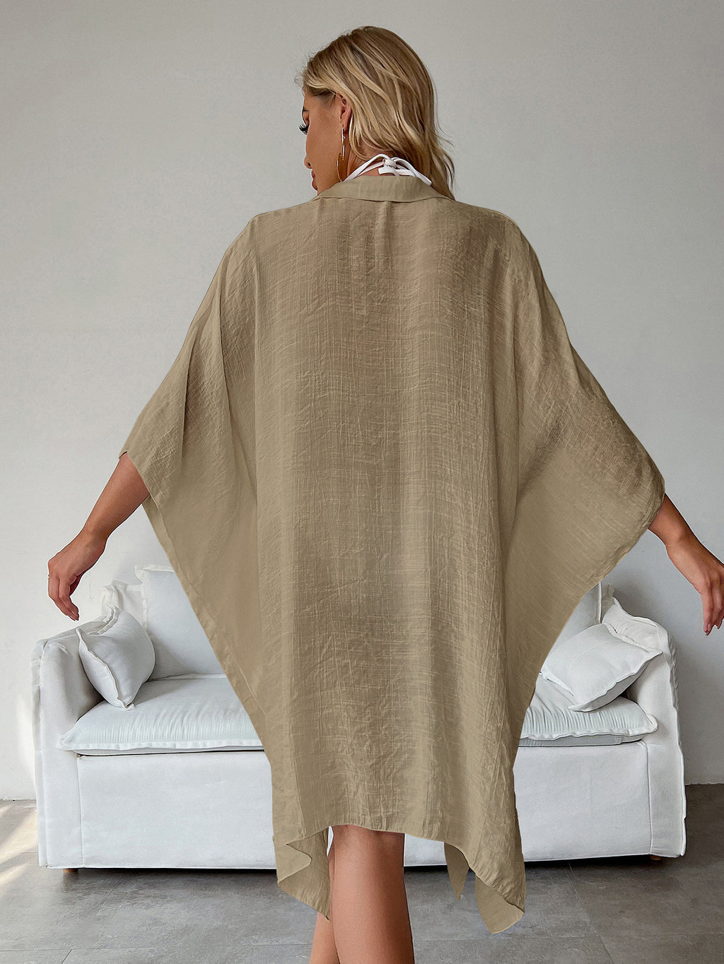 Womens Loose Bathing Suit Cover Ups, Beach Swimwear Button Down Shirt Dress