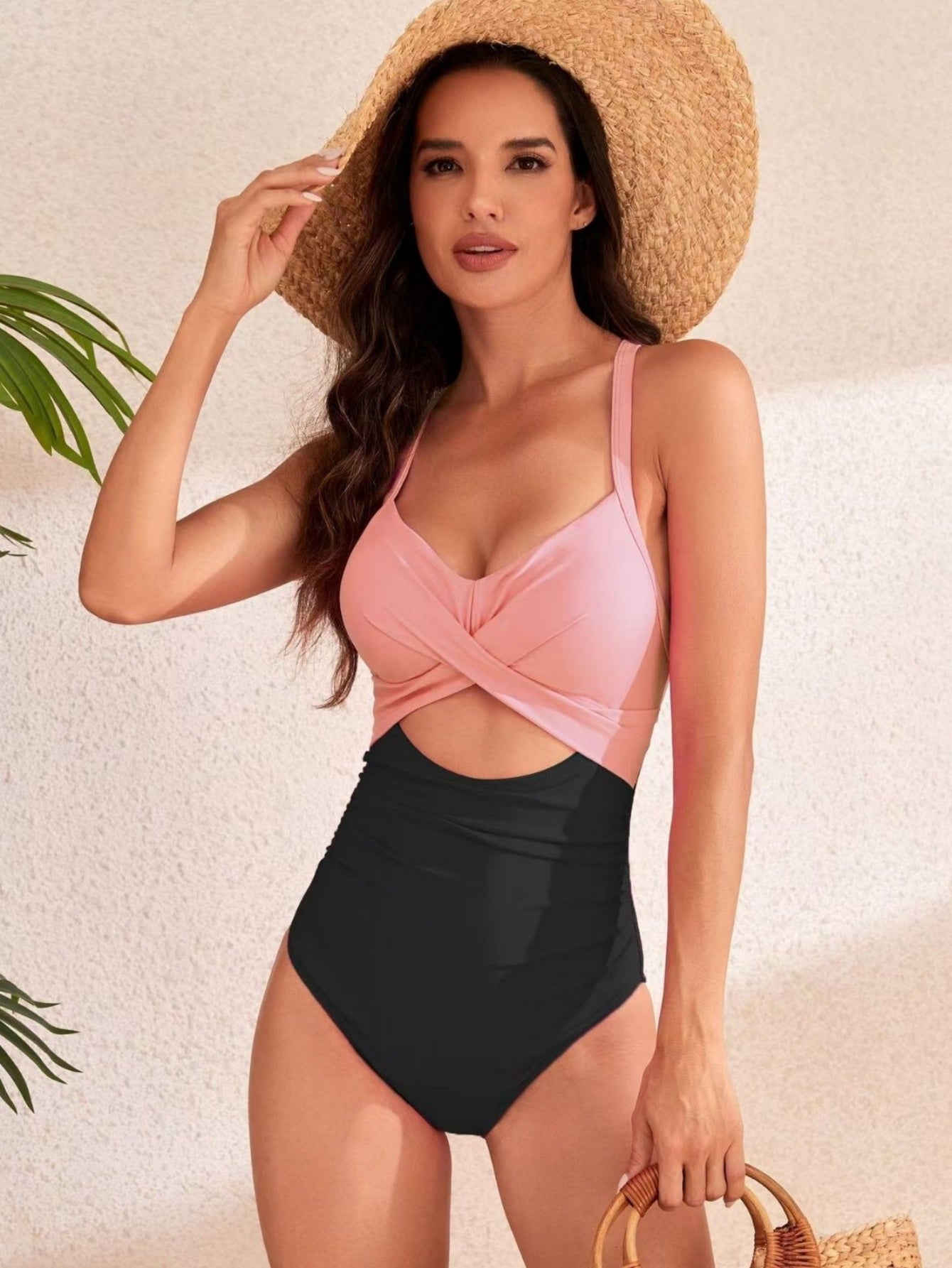 Women's One Piece Swimsuits Tummy Control Cutout High Waisted Bathing Suit Wrap Tie Back 1 Piece Swimsuit