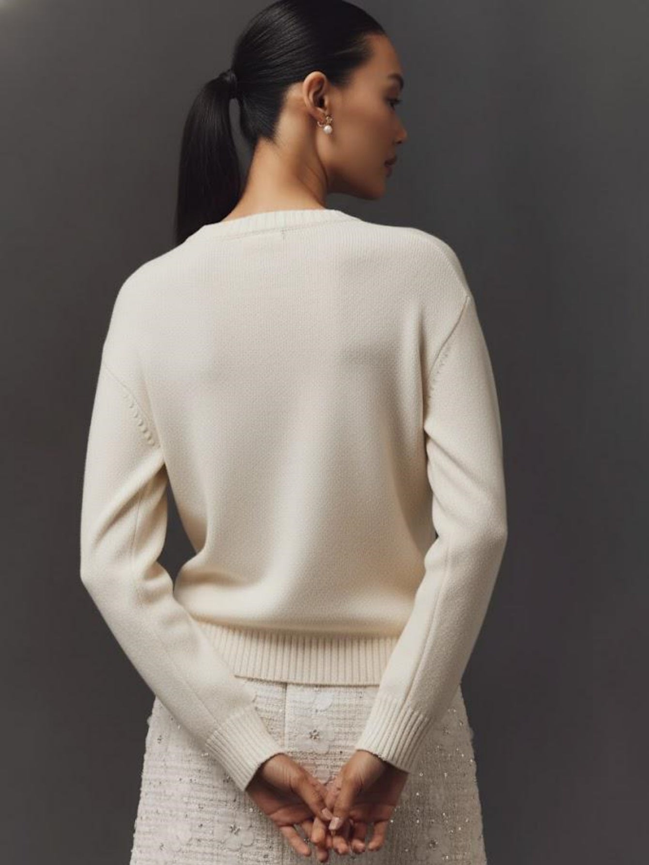 Women's Heart Print Knitted Sweater, Long Sleeve Pullover Jumper