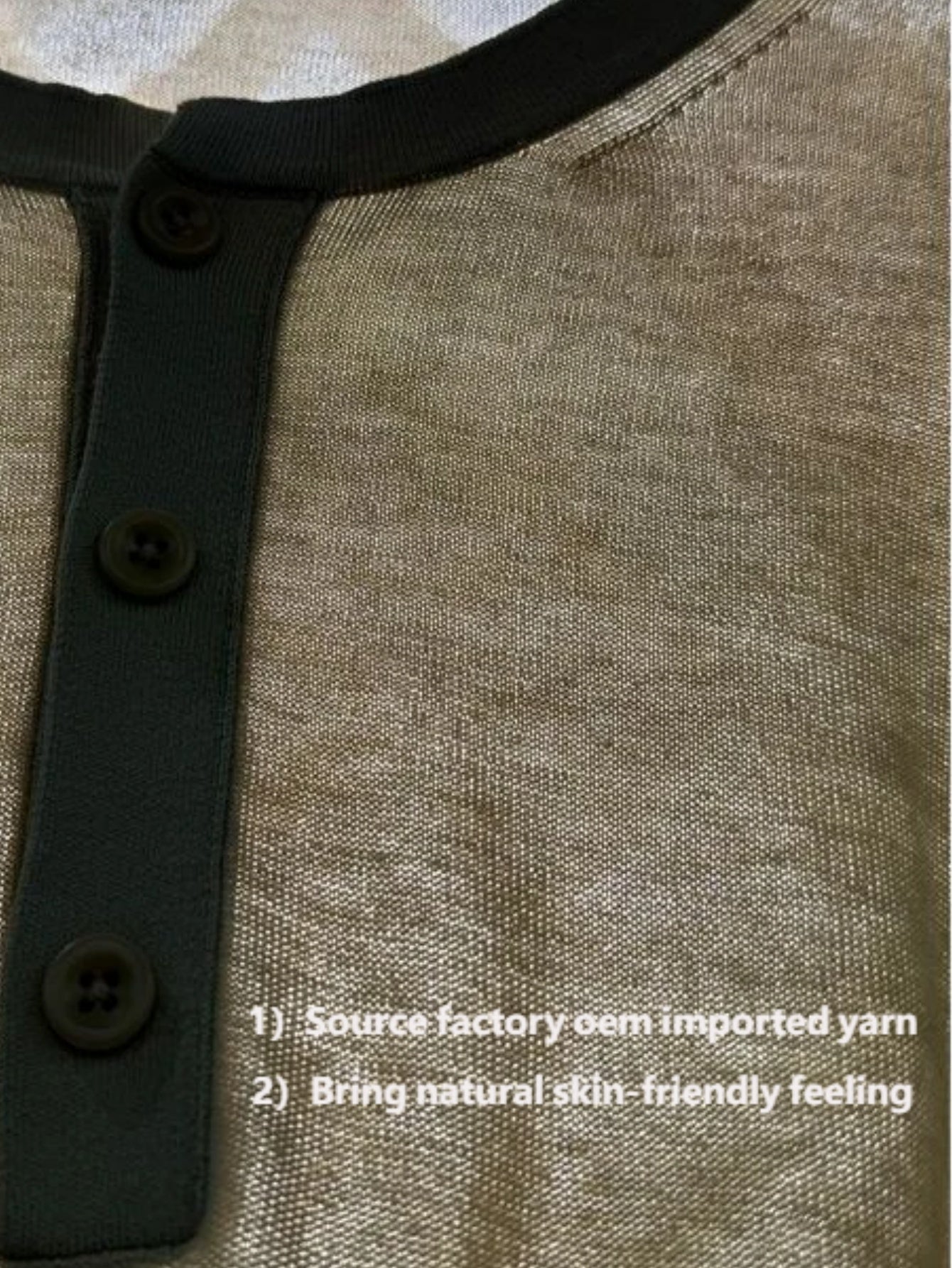 Men’s Light Beige Knit Pullover – Casual Button-Neck Sweater