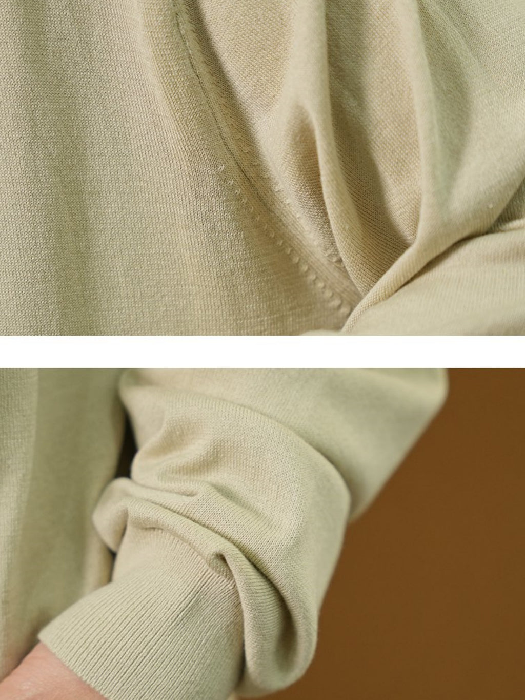 Men’s Light Beige Knit Pullover – Casual Button-Neck Sweater