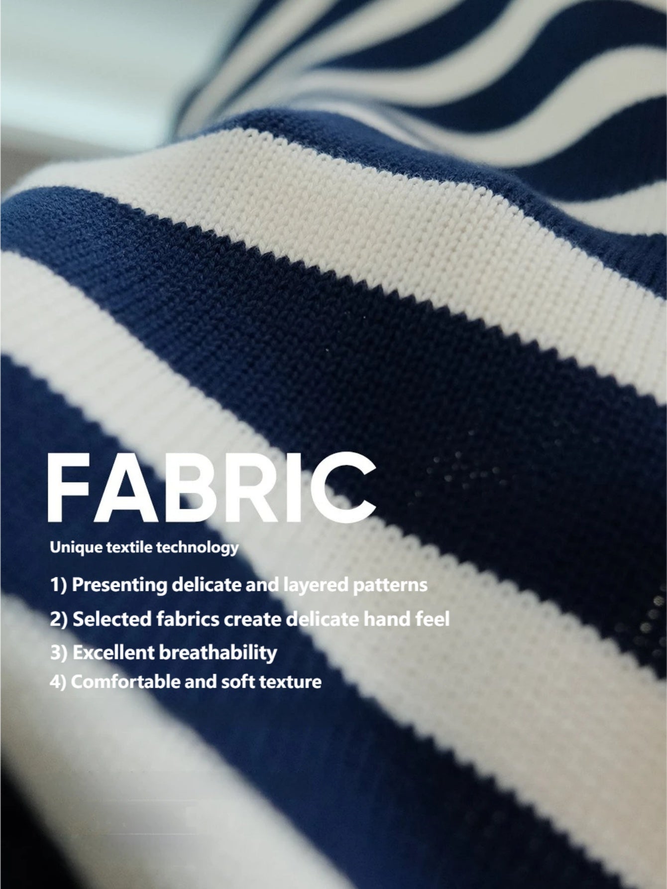 Men’s Navy and White Striped Knit Sweater – Casual Crewneck Pullover