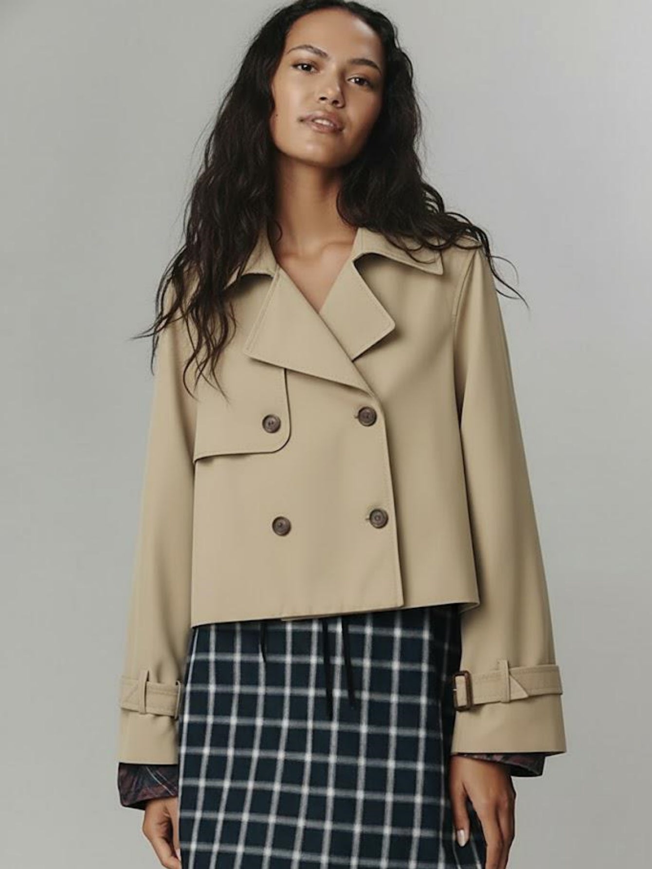 Women’s Classic Oversized Trench Coat – Mid-Length Double-Breasted Jacket