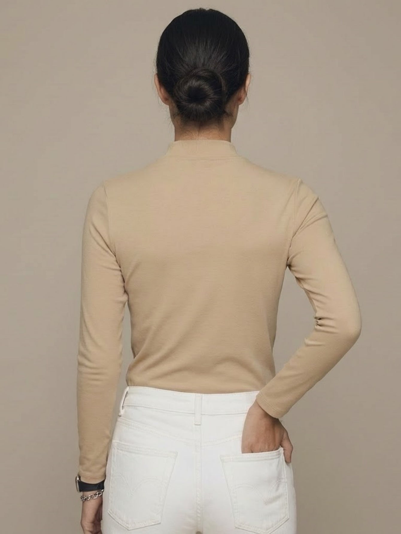 Cashmere blend Mock Neck Knit Top