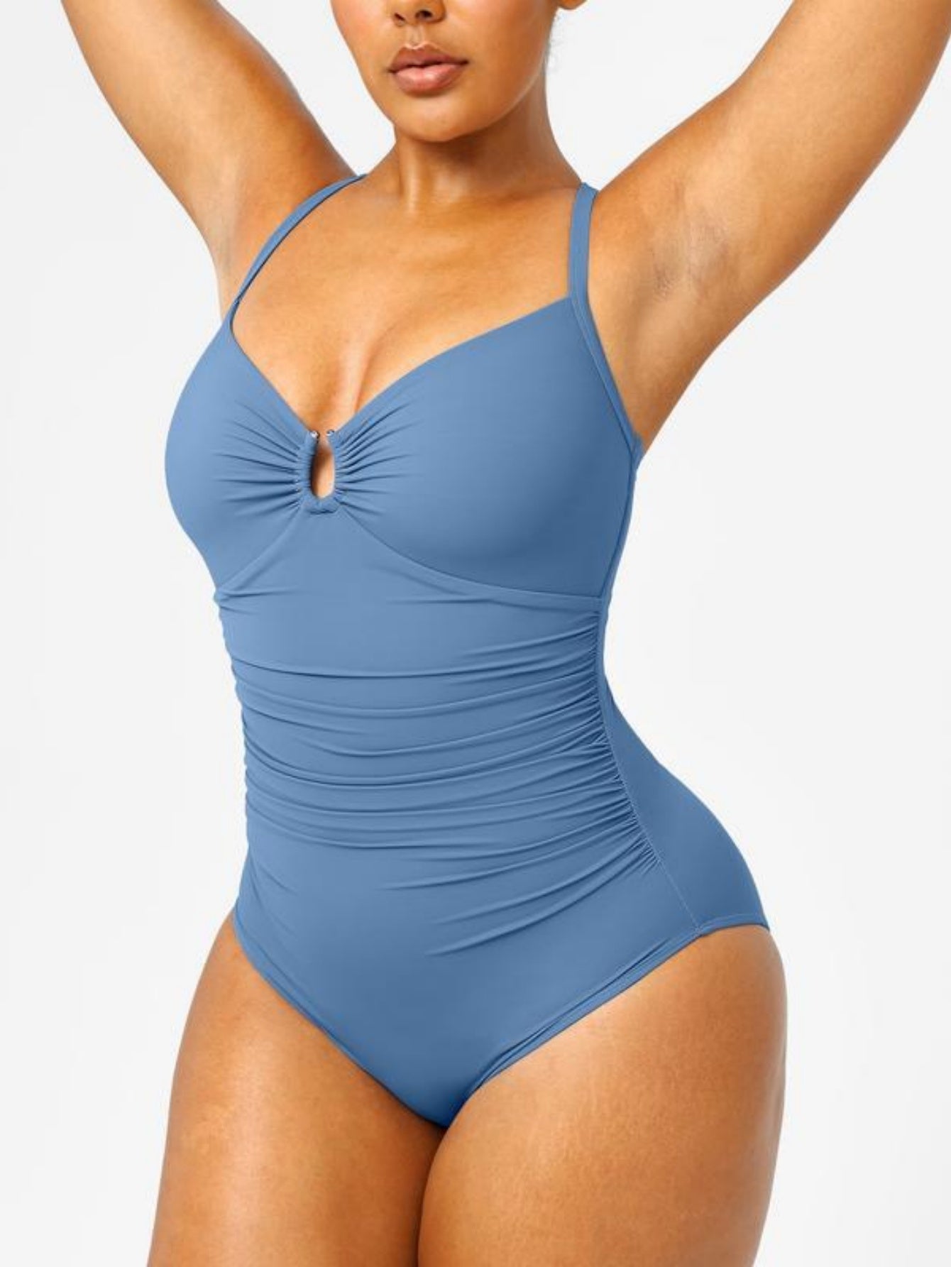 U-Ring Cut Out Slimming Swimwear One Piece Tummy Tucking Bathing Suit