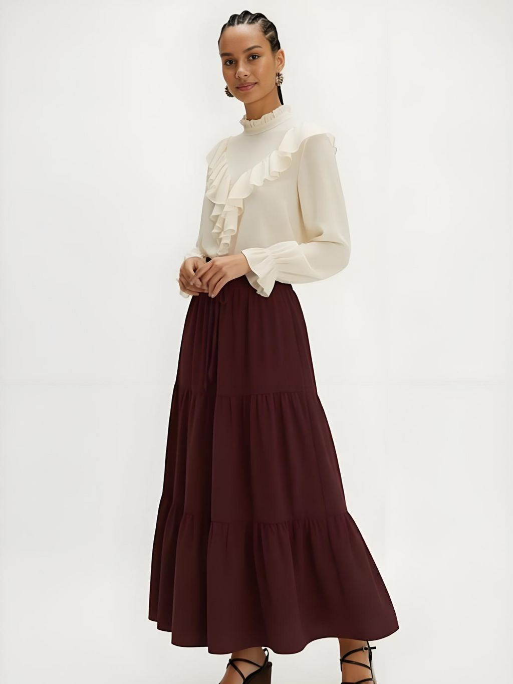 The Flowy Tiered Maxi Skirt  Bohemian Ruffle A-Line