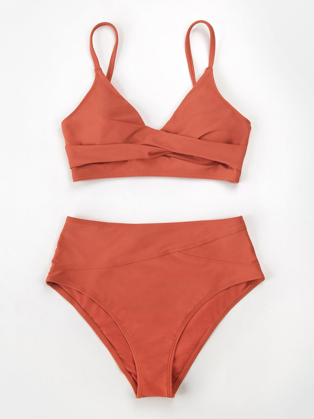 Wrap Bralette & Spliced High Waist Bikini Set