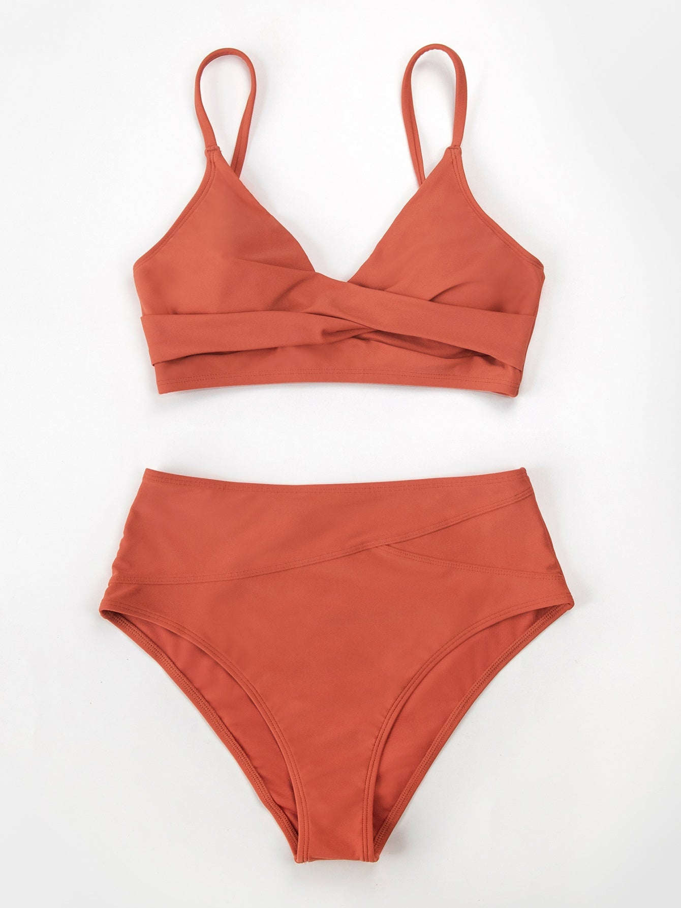 Wrap Bralette & Spliced High Waist Bikini Set