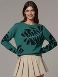 Colorblock Crochet Knit Pullover
