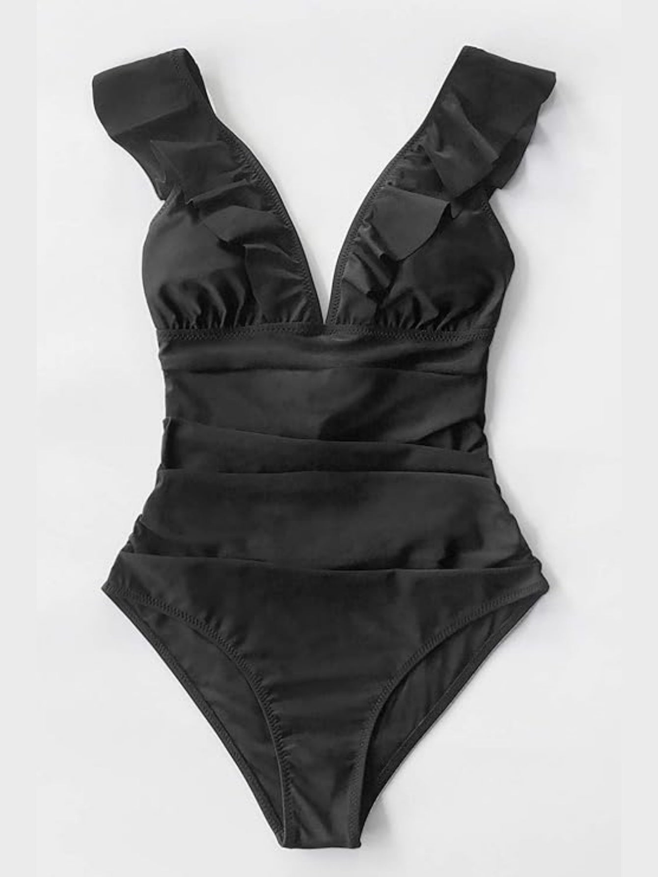 Women's Ruffled One Piece Swimsuit V Neck Lace Up