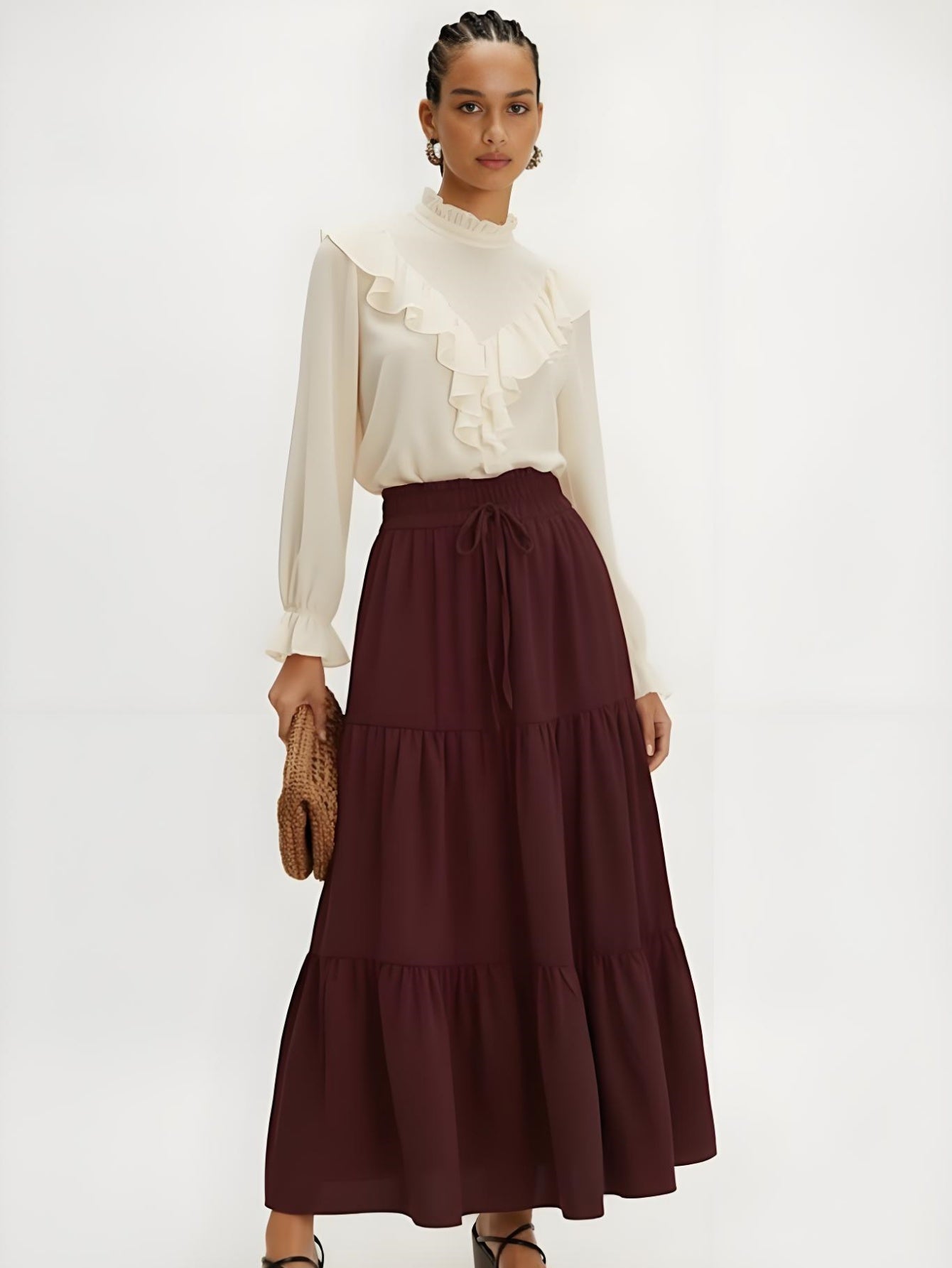 The Flowy Tiered Maxi Skirt  Bohemian Ruffle A-Line