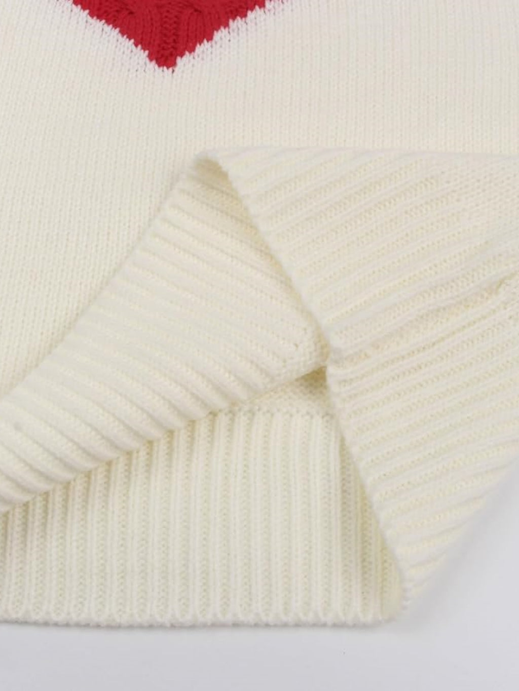 Women's Heart Print Knitted Sweater, Long Sleeve Pullover Jumper