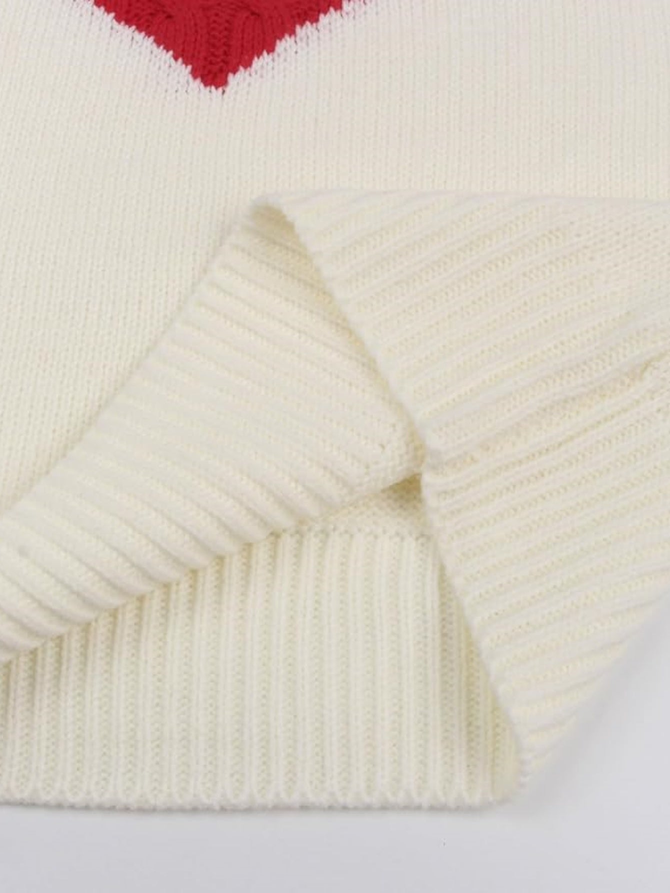 Women's Heart Print Knitted Sweater, Long Sleeve Pullover Jumper