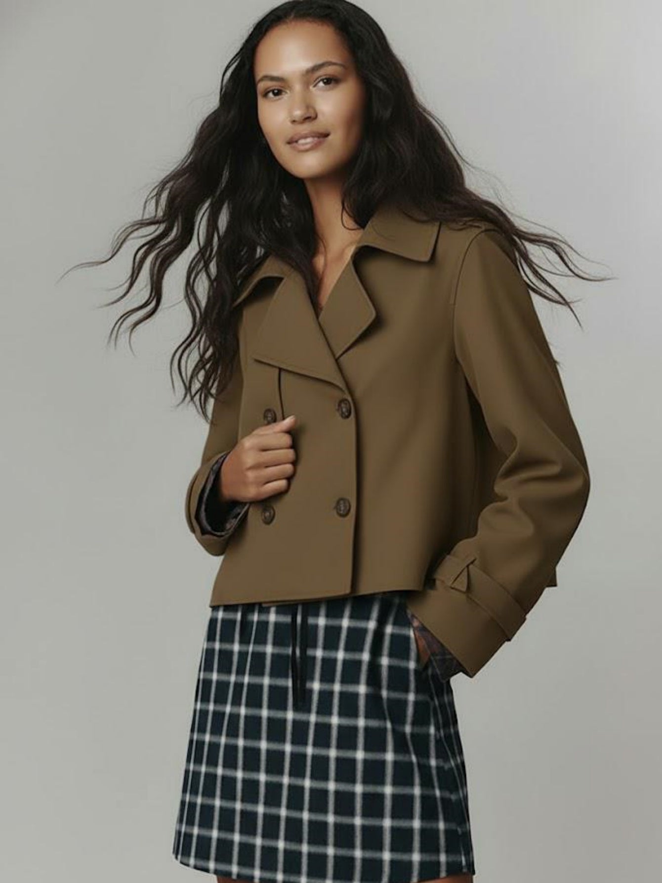 Women’s Classic Oversized Trench Coat – Mid-Length Double-Breasted Jacket