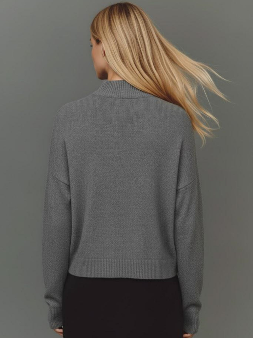 Women's Oversized Mock Neck Sweater, Long Sleeve Drop Shoulder Relaxed Fit Pullover Jumper