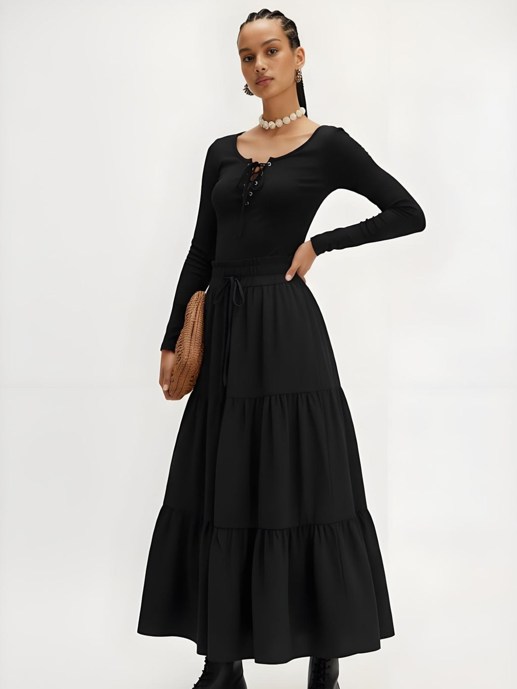 The Flowy Tiered Maxi Skirt  Bohemian Ruffle A-Line