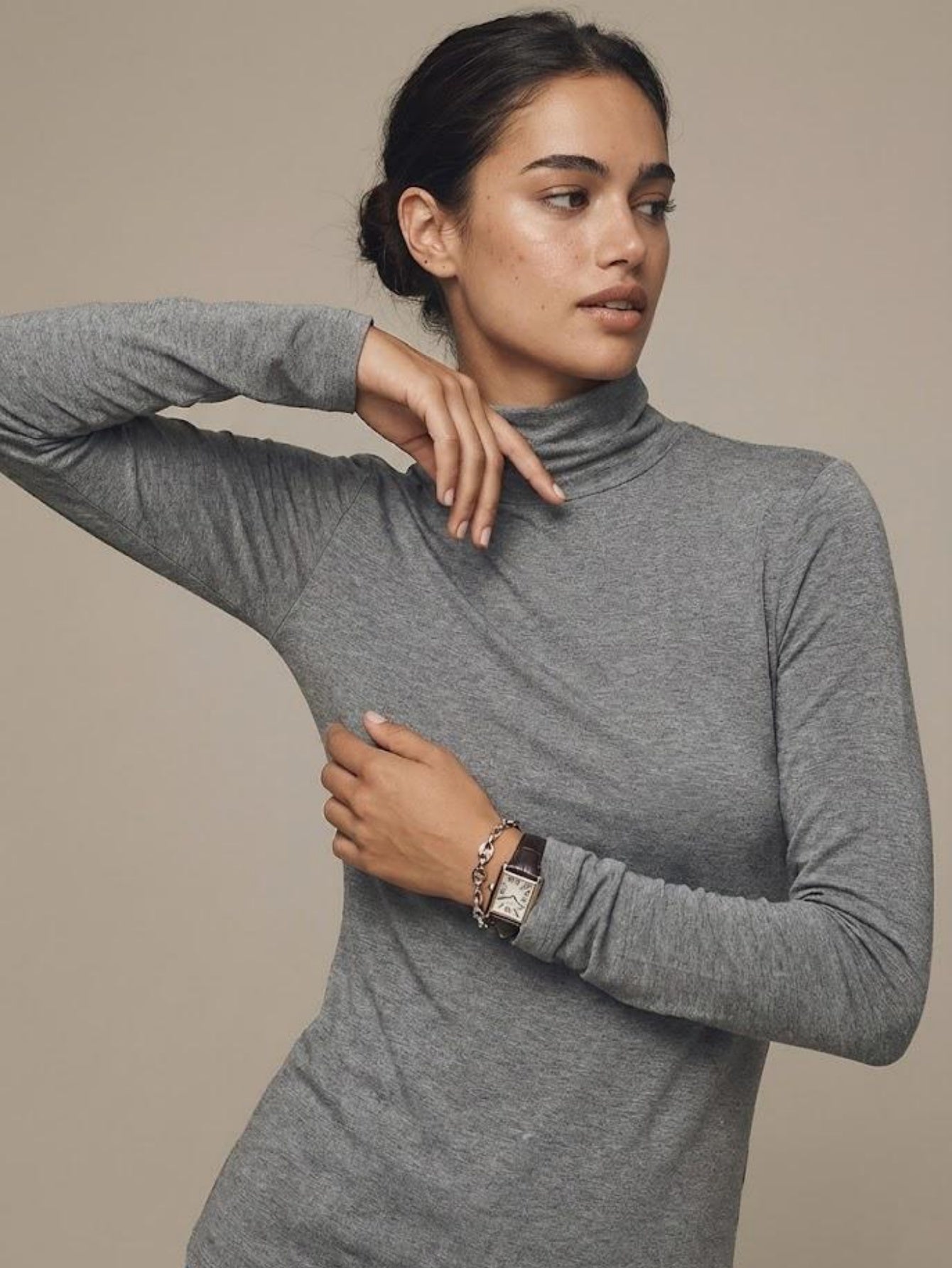 Cashmere blend Mock Neck Knit Top