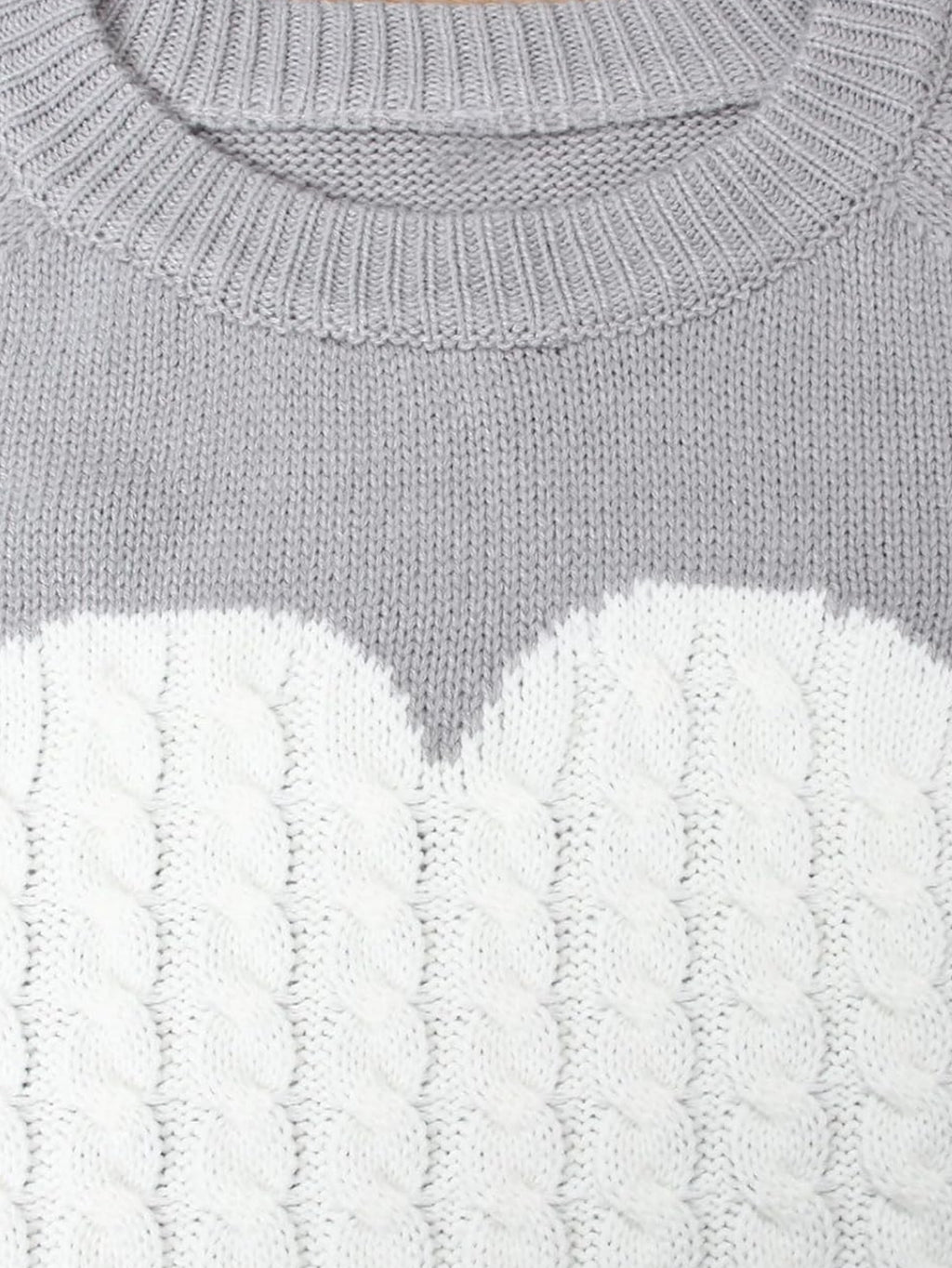 Women's Heart Print Knitted Sweater, Long Sleeve Pullover Jumper