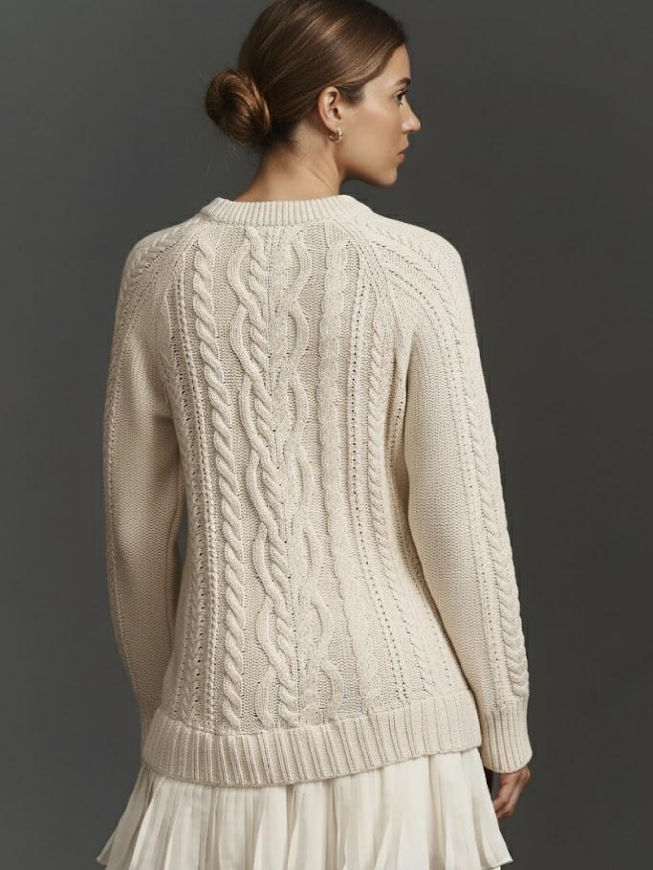 Cable Knit Sweater Mini Dress Pleated Hem Layered Look Women's Casual Autumn Knitwear