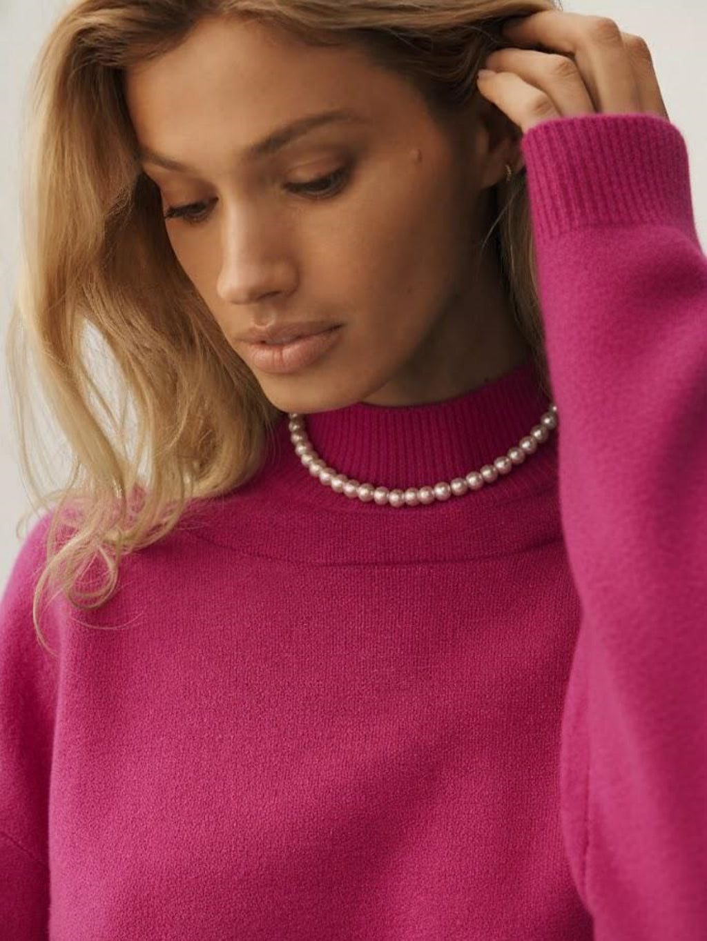 Women's Oversized Mock Neck Sweater, Long Sleeve Drop Shoulder Relaxed Fit Pullover Jumper