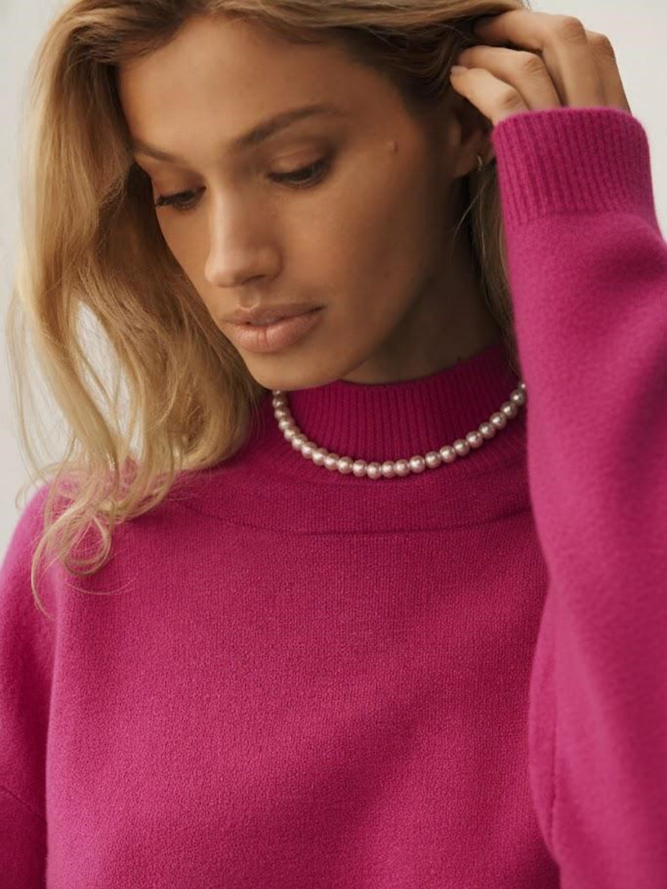 Women's Oversized Mock Neck Sweater, Long Sleeve Drop Shoulder Relaxed Fit Pullover Jumper