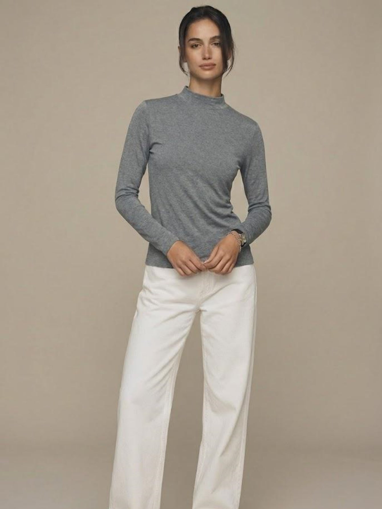 Cashmere blend Mock Neck Knit Top