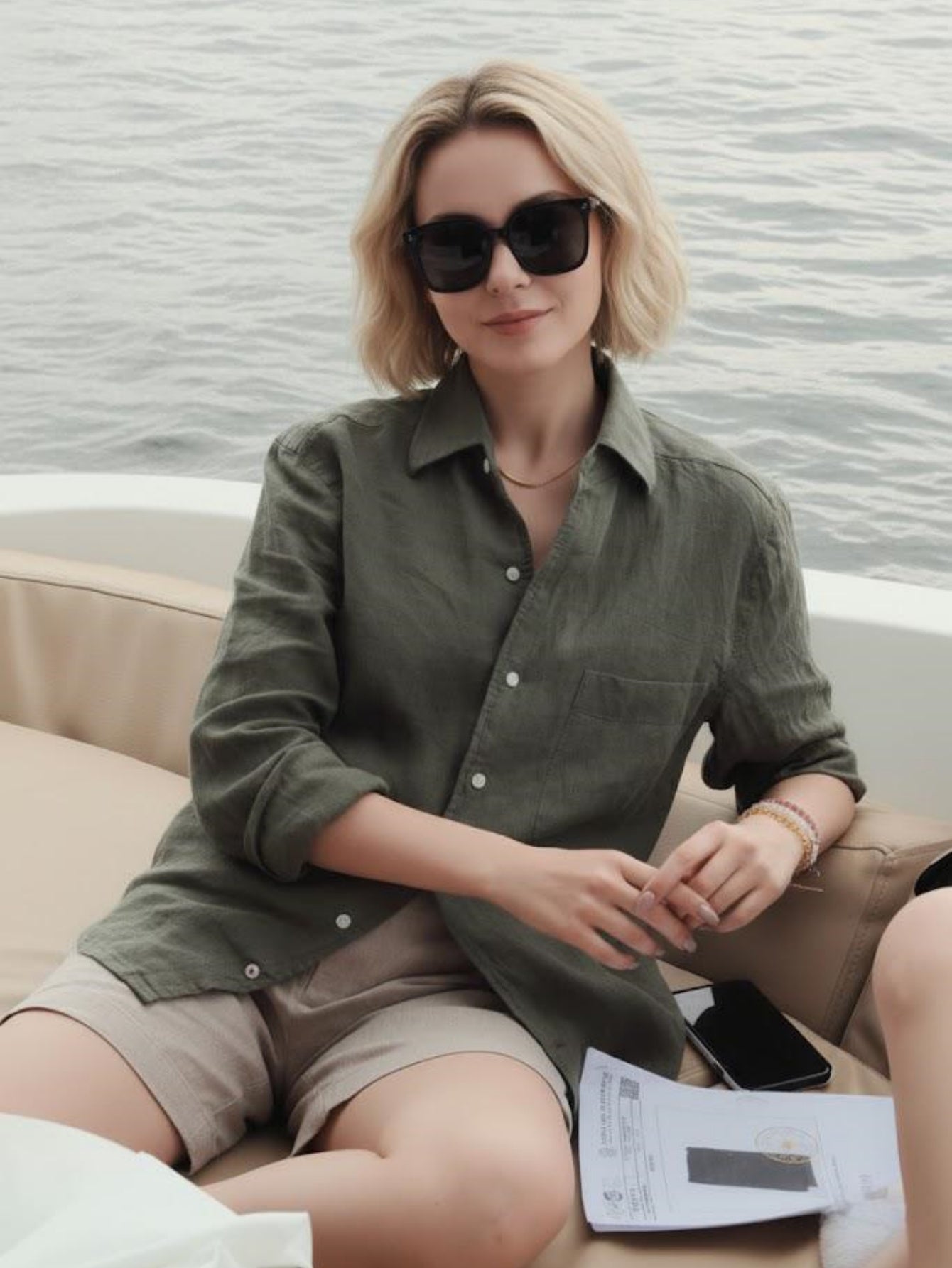 Women’s Long-Sleeve Linen Shirt – Breathable Button-Up Blouse