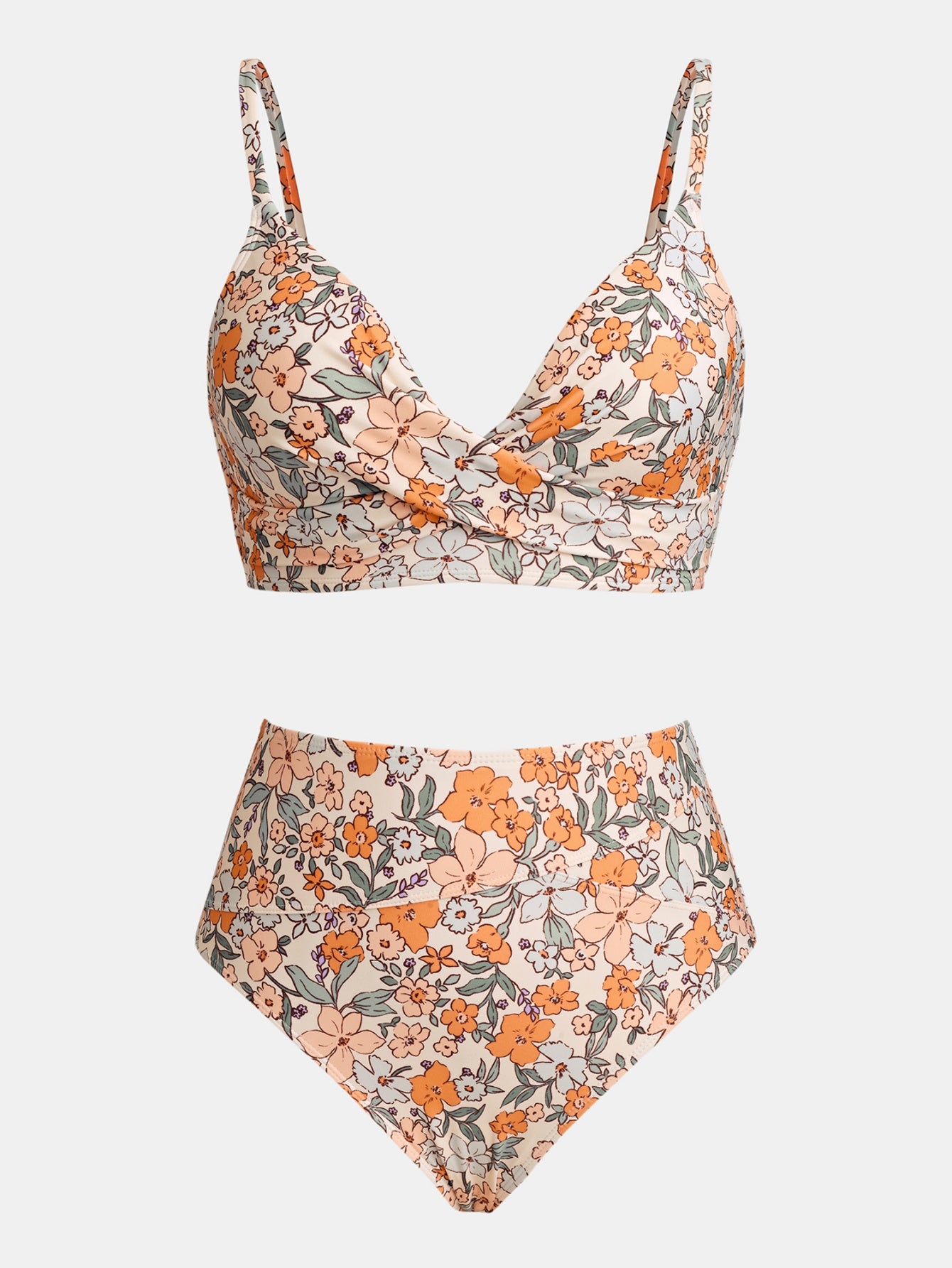 Wrap Bralette & Spliced High Waist Bikini Set