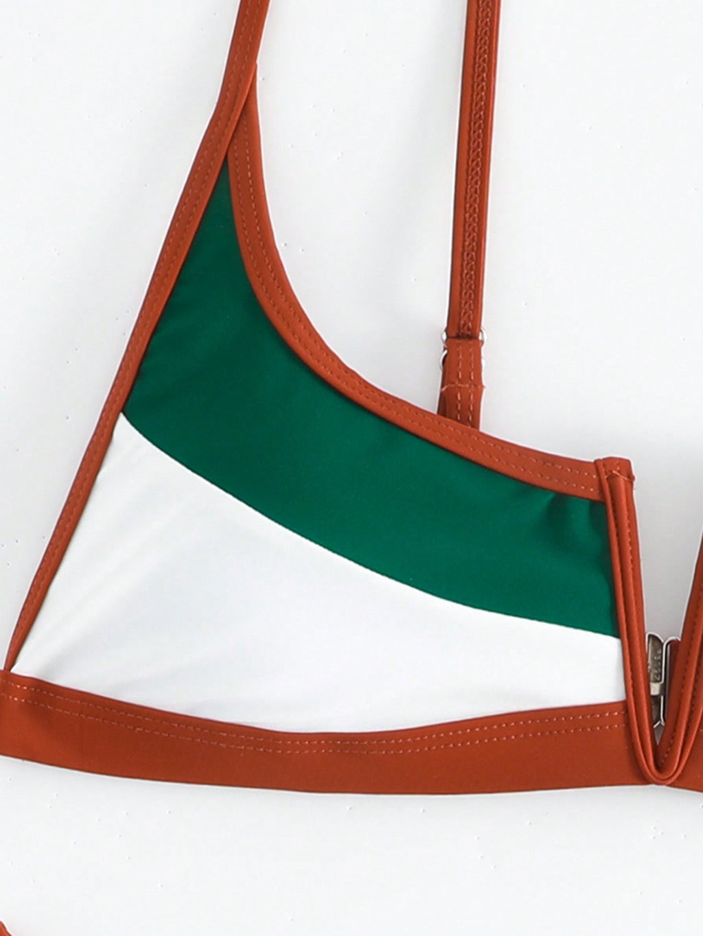 Women's Color Block V Plunge High Cut Brazilian Bikini Set, Sexy Two Piece Swimsuit with Adjustable Straps