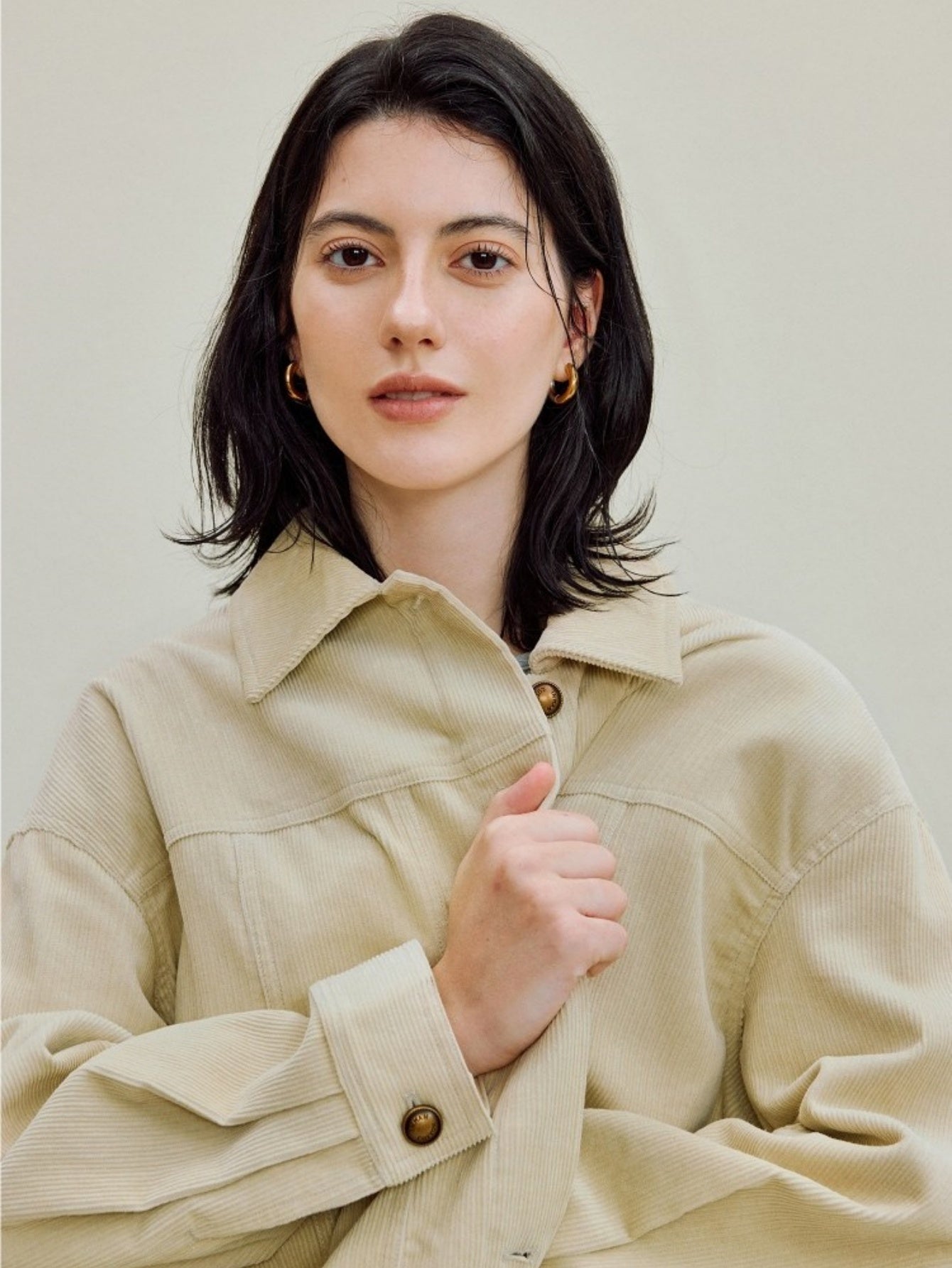 Women's Corduroy Barn Jacket, Vintage Oversized Shacket, Fall Y2K Button-Down Coat