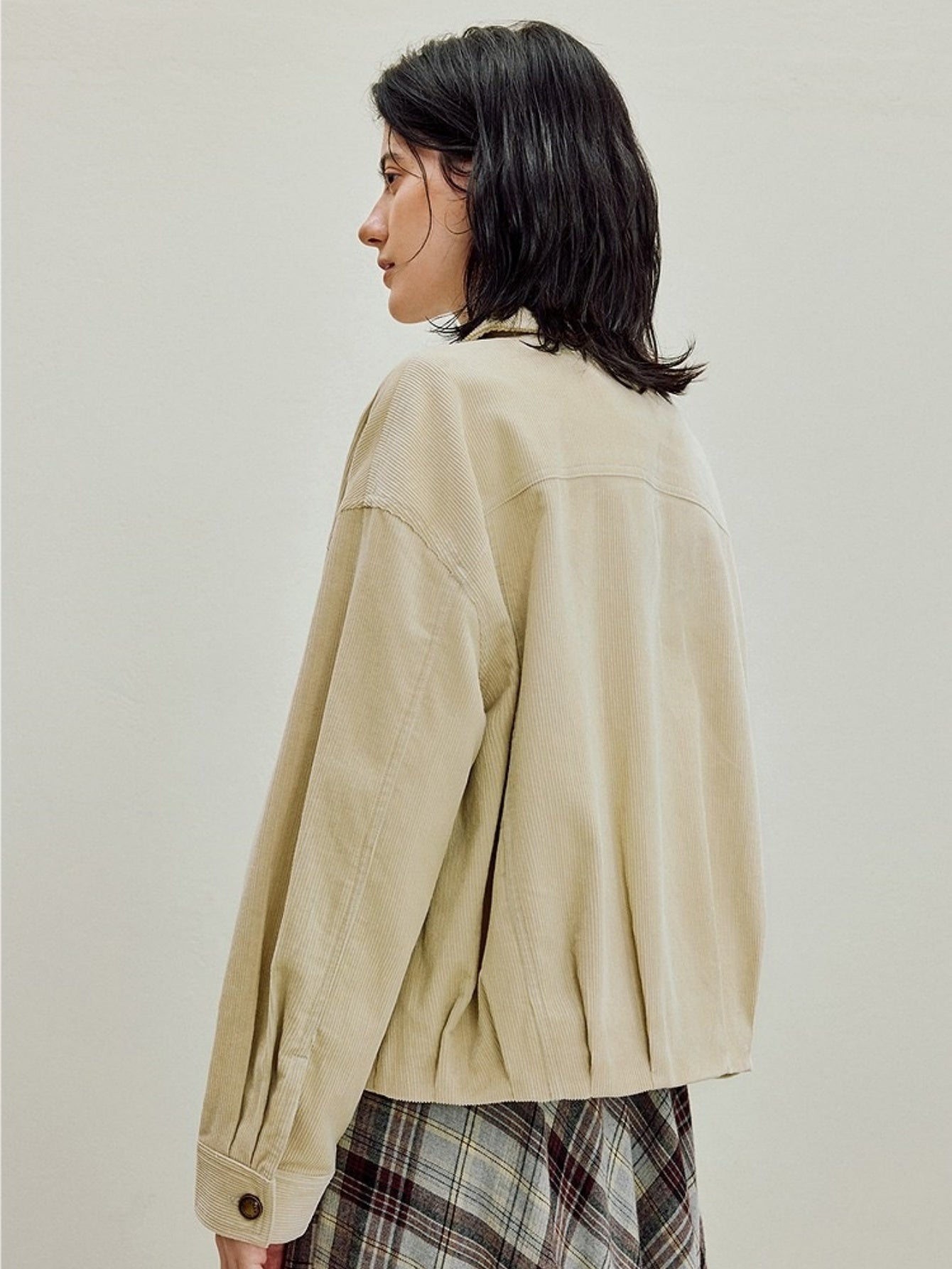 Women's Corduroy Barn Jacket, Vintage Oversized Shacket, Fall Y2K Button-Down Coat