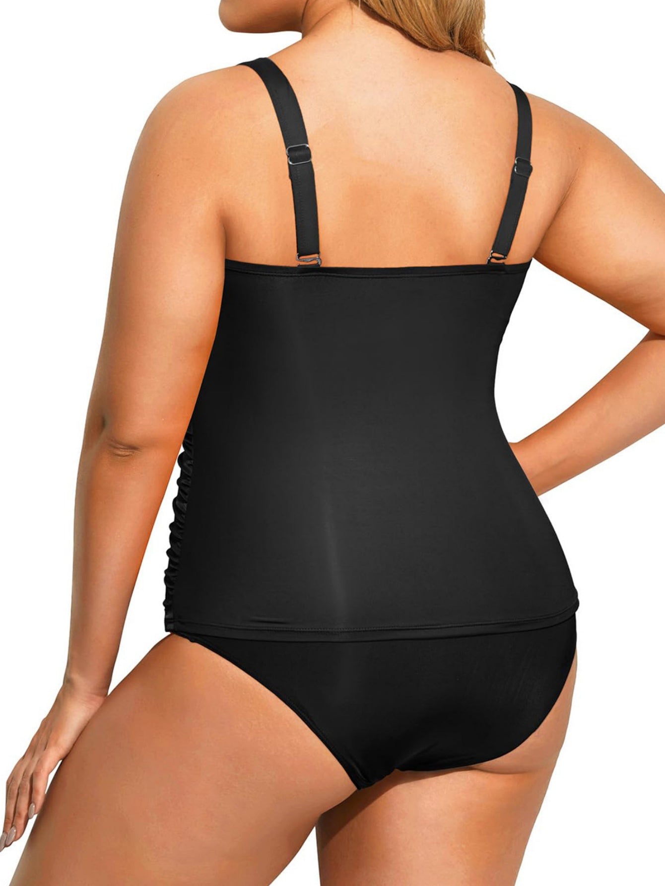 Women's Ruched Tummy Control Tankini Set High Waisted Two-Piece Swimsuit