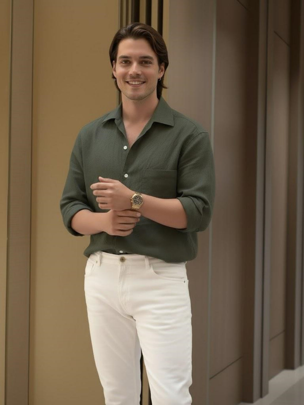 Men’s Long-Sleeve Linen Shirt – Relaxed Breathable Button-Up