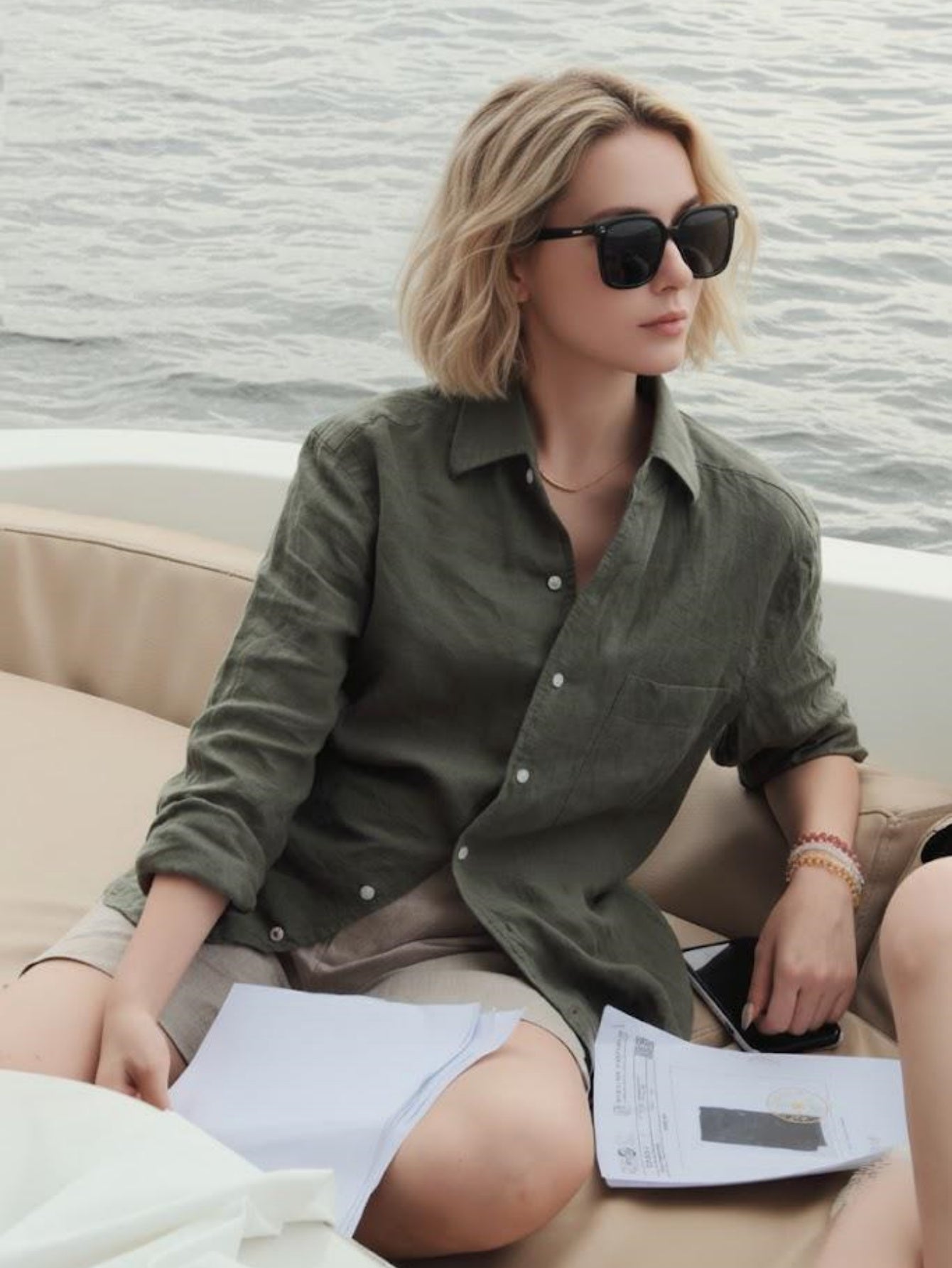 Women’s Long-Sleeve Linen Shirt – Breathable Button-Up Blouse