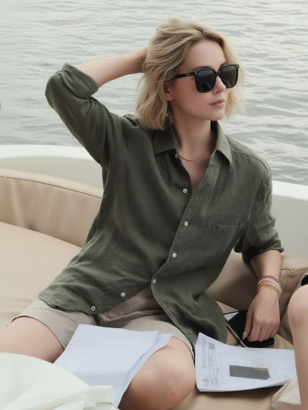 Women’s Long-Sleeve Linen Shirt – Breathable Button-Up Blouse