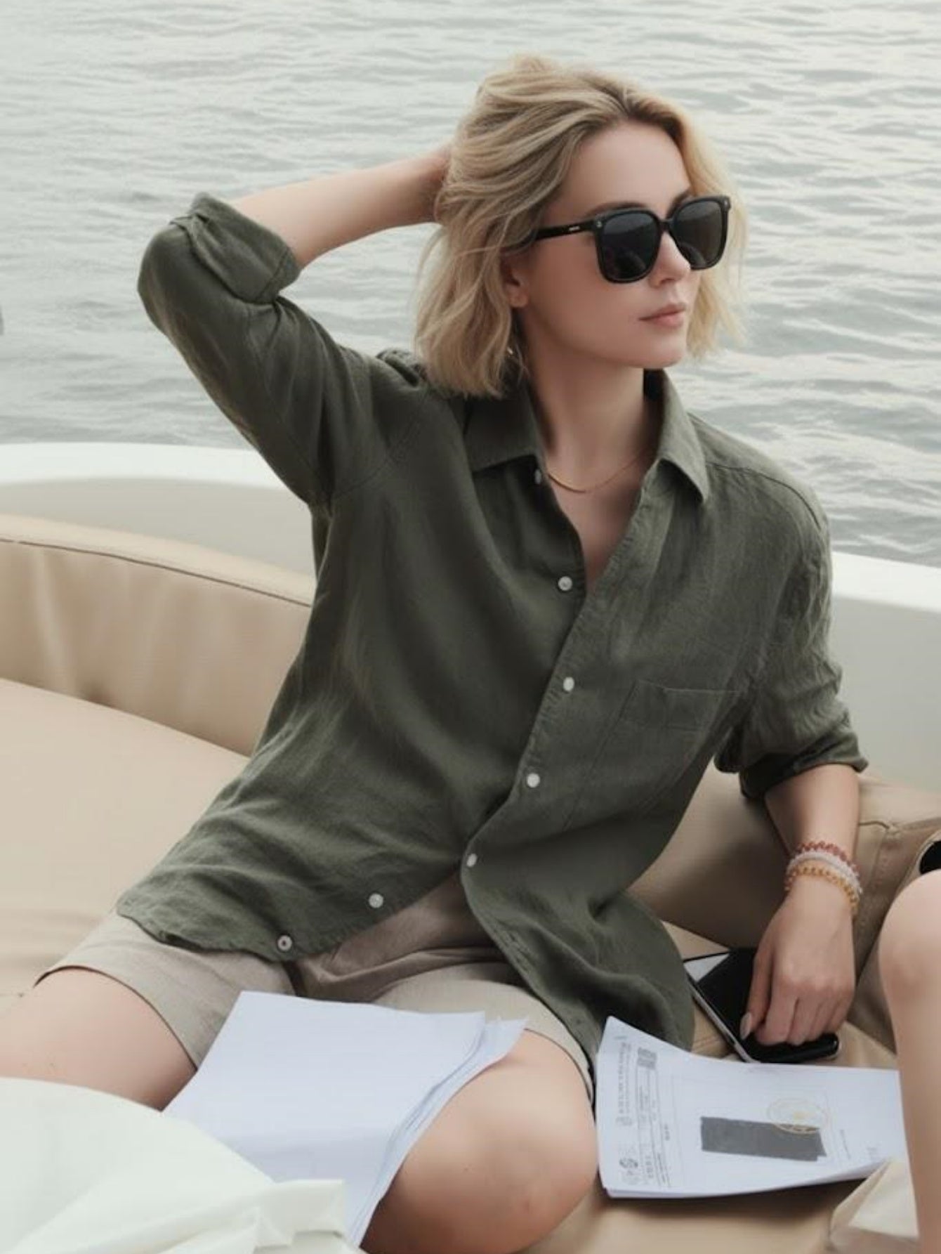 Women’s Long-Sleeve Linen Shirt – Breathable Button-Up Blouse