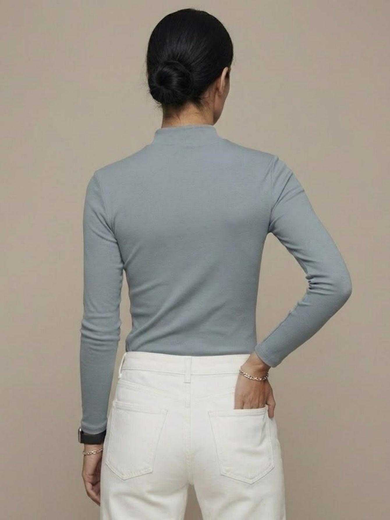 Cashmere blend Mock Neck Knit Top