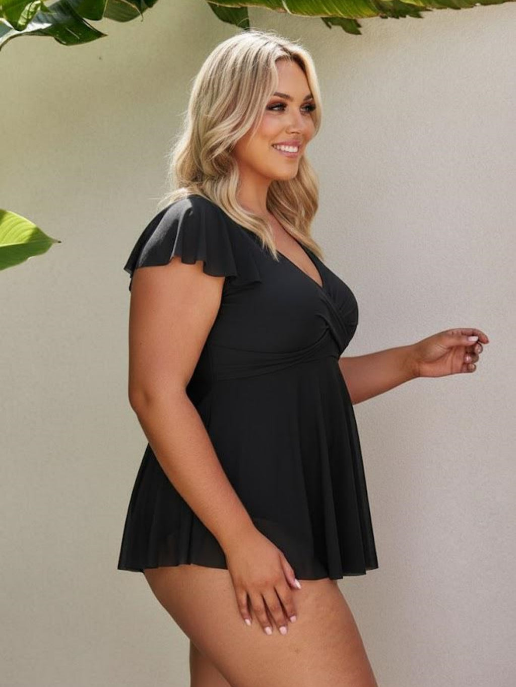 Plus Size Swimdress for Women Tummy Control One Piece Skirt Swimsuit