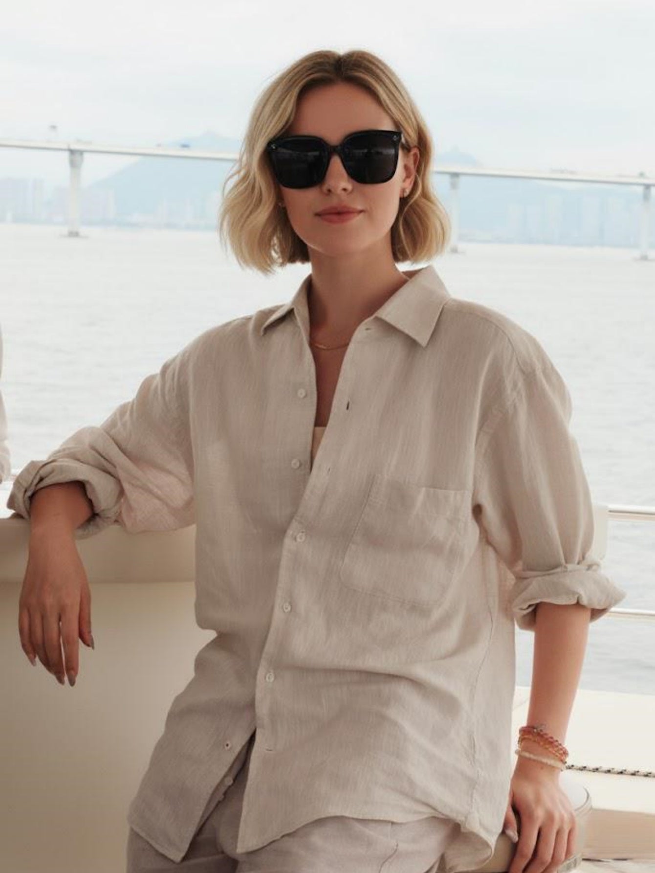 Women’s Long-Sleeve Linen Shirt – Breathable Button-Up Blouse