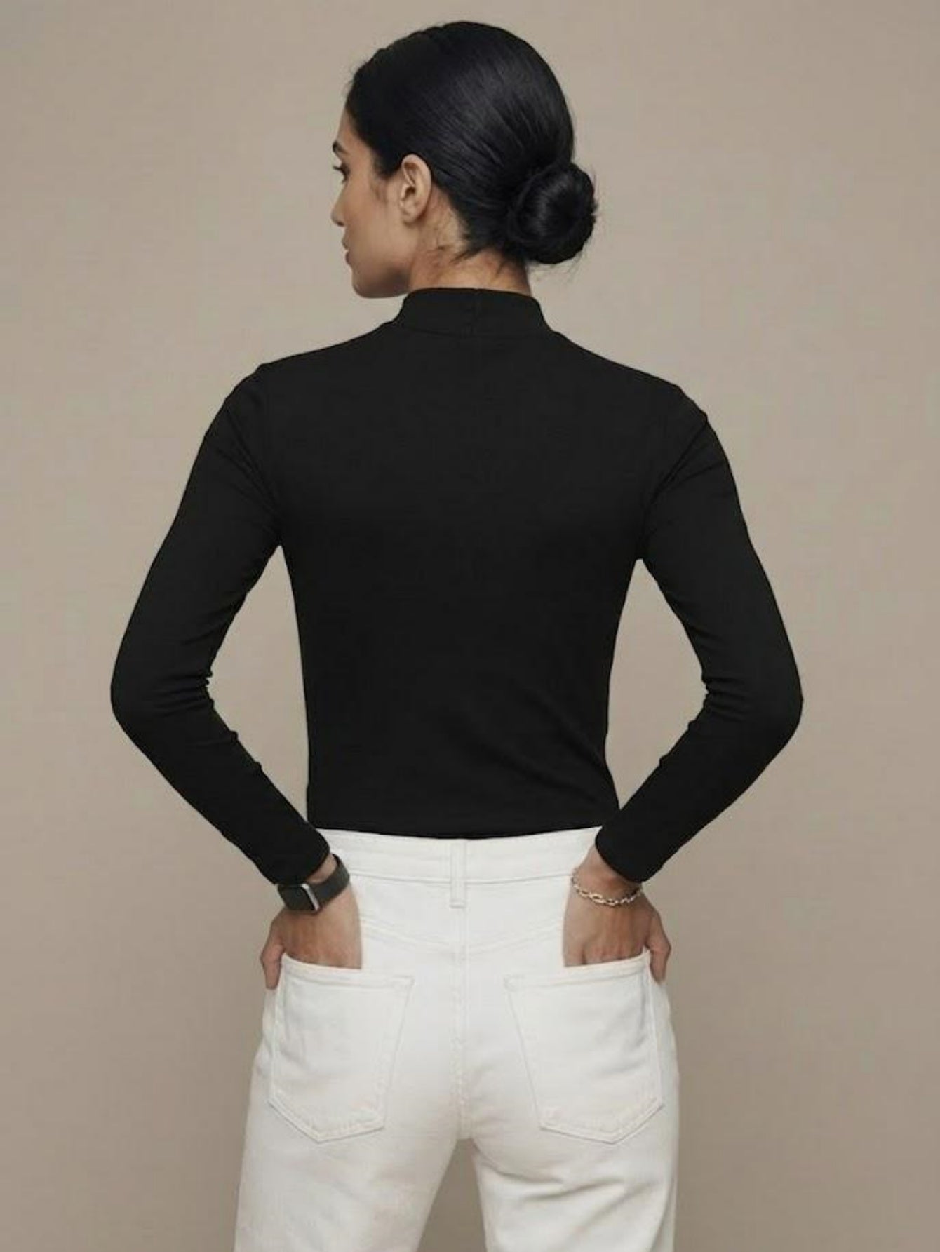 Cashmere blend Mock Neck Knit Top