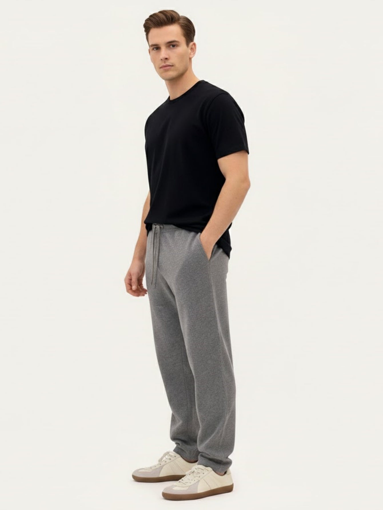 Men’s Light Gray Casual Knit Pants – Relaxed Fit Lounge Trousers