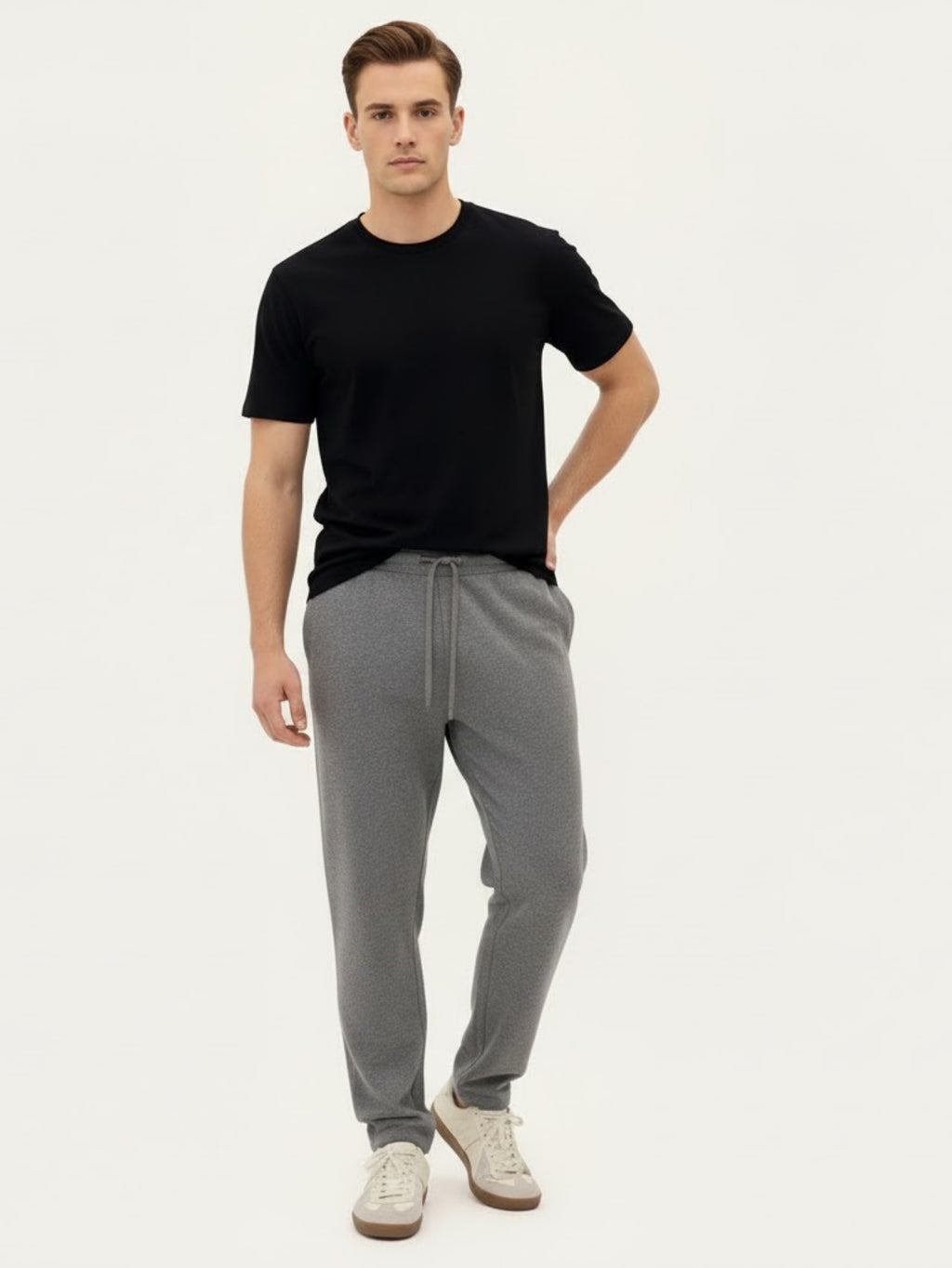 Men’s Light Gray Casual Knit Pants – Relaxed Fit Lounge Trousers