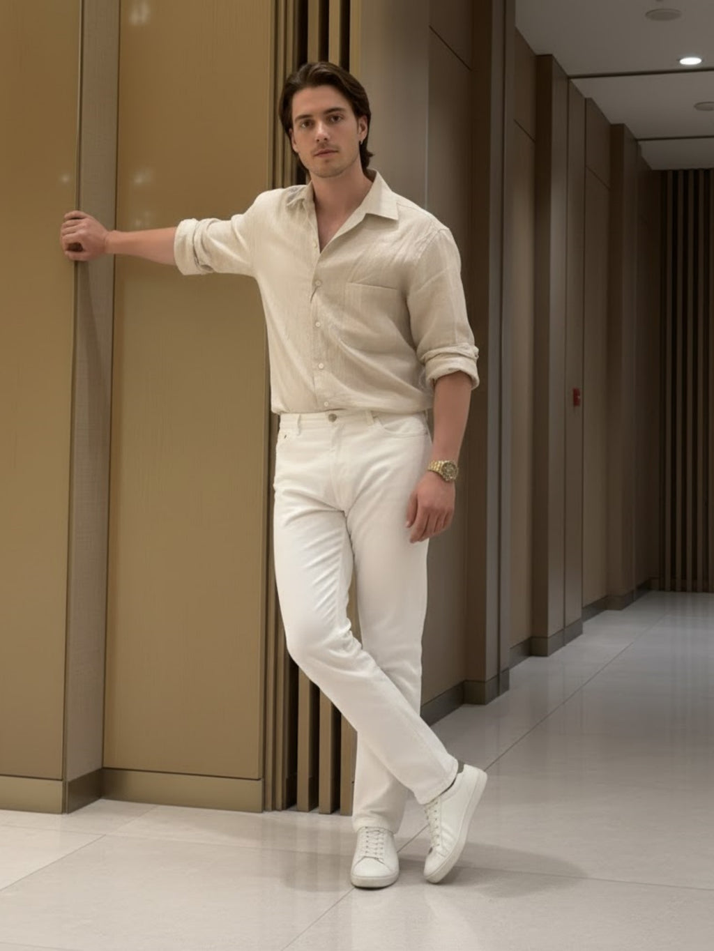 Men’s Long-Sleeve Linen Shirt – Relaxed Breathable Button-Up